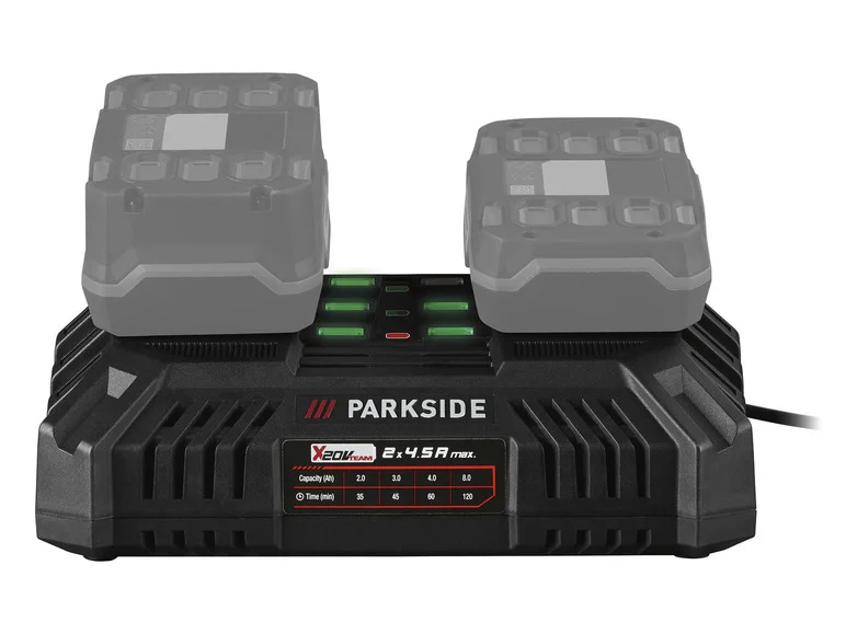 PARKSIDE® Chargeur de batterie double PDSLG 20 B1. 2 x 4.5 A. 20 V