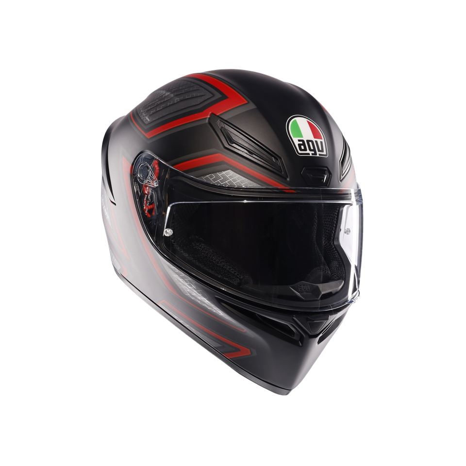 K1 S SLING MATT BLACK/RED - MOTORBIKE FULL FACE HELMET E2206