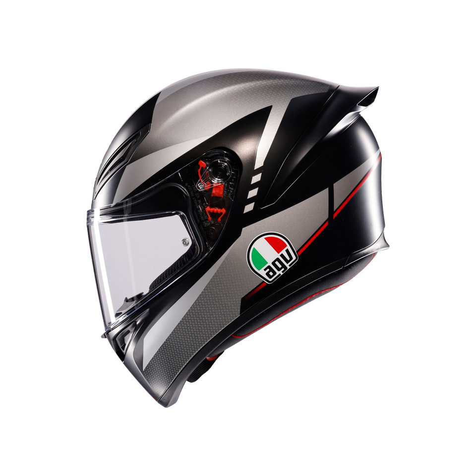 K1 S LAP MATT BLACK/GREY/RED - MOTORBIKE FULL FACE HELMET E2206