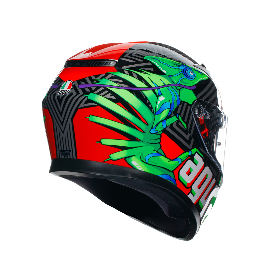 K3 KAMALEON BLACK/RED/GREEN - MOTORBIKE FULL FACE HELMET E2206