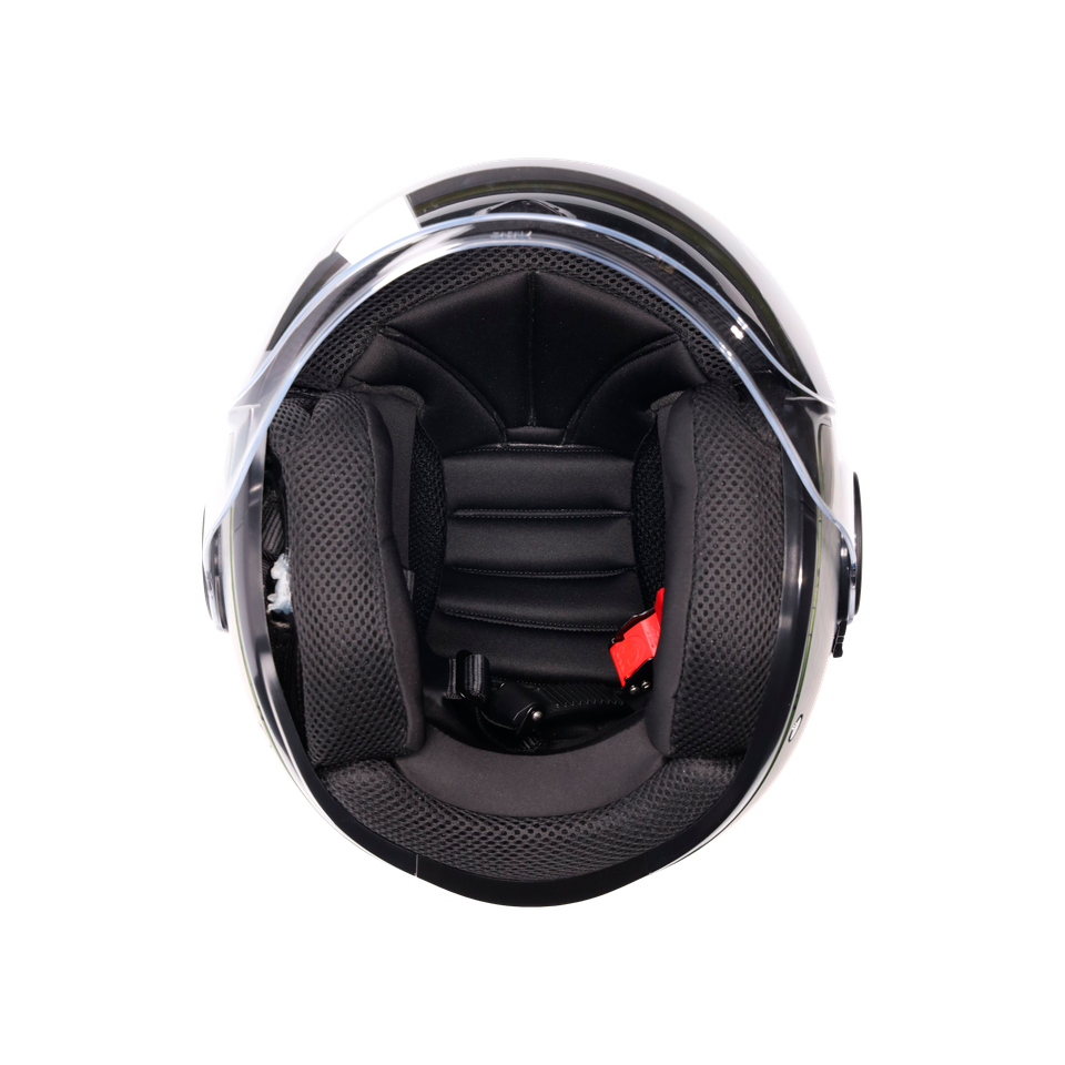 ETERES ANDORA MATT GREEN/BLACK - MOTORBIKE OPEN FACE HELMET E2206