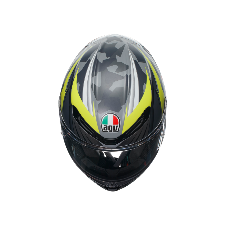 K6 S EXCITE MATT CAMO/YELLOW FLUO - MOTORBIKE FULL FACE HELMET E2206