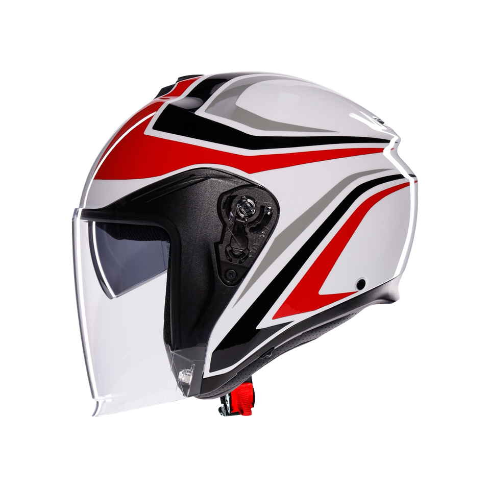 IRIDES TOLOSA BLACK/GREY/RED - MOTORBIKE OPEN FACE HELMET E2206