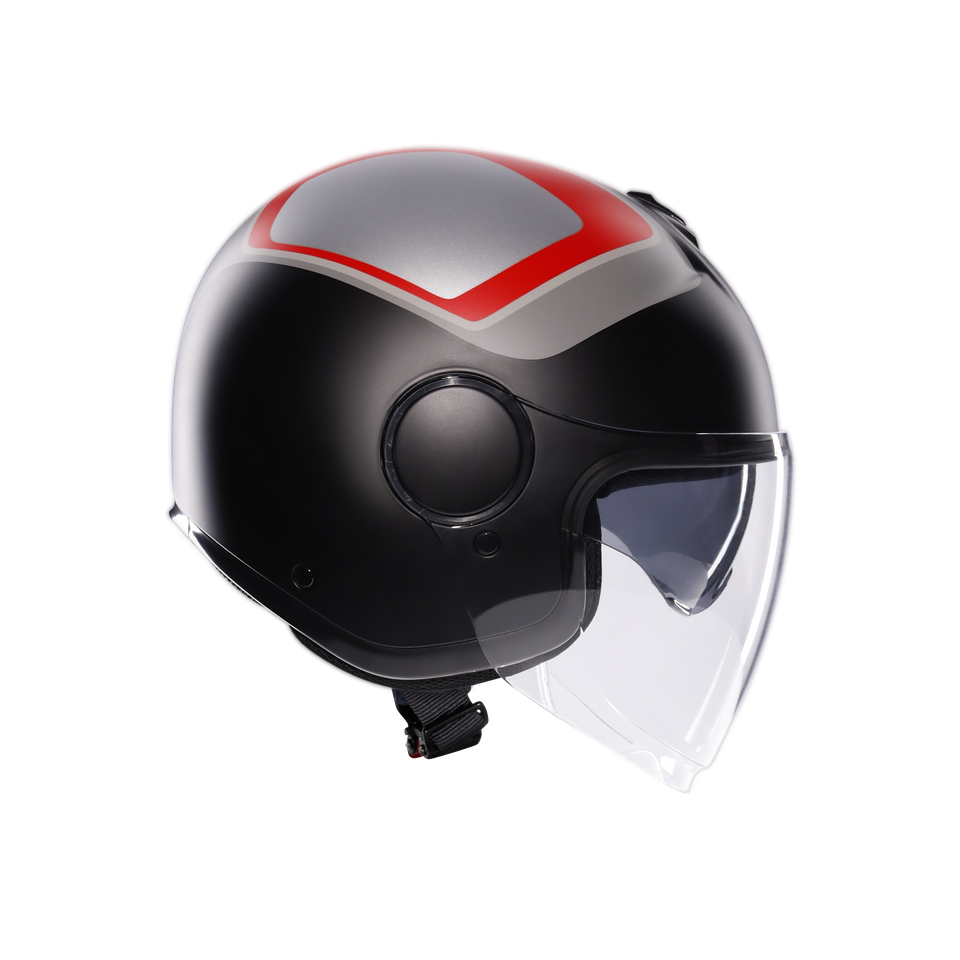 ETERES SCAGLIERI MATT GREY/RED - MOTORBIKE OPEN FACE HELMET E2206