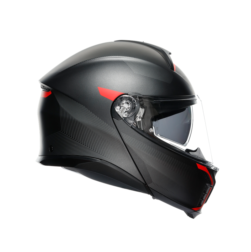 TOURMODULAR FREQUENCY MATT GUNMETAL/RED - MOTORBIKE FLIP UP HELMET E2206