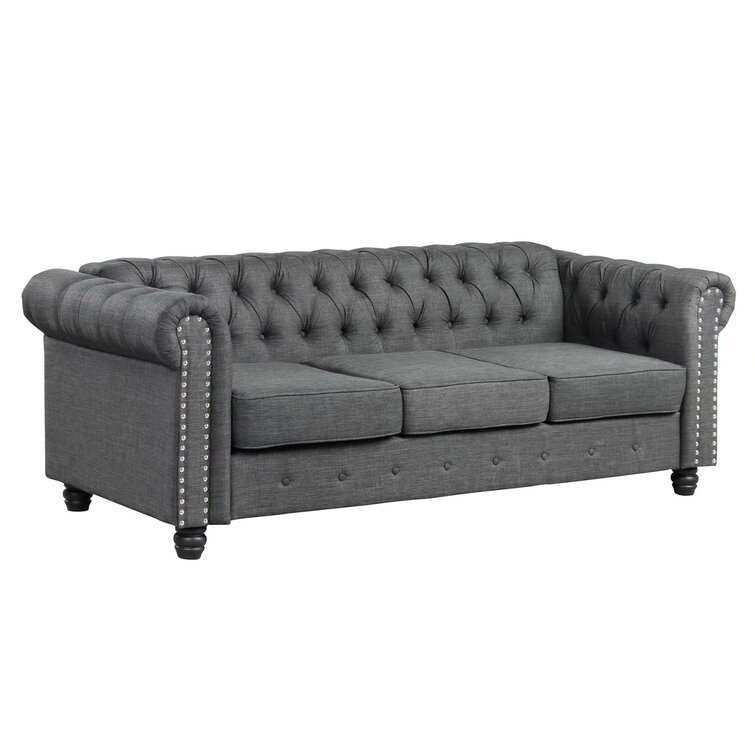 Gilles 82” Rolled Arm Chesterfield Sofa