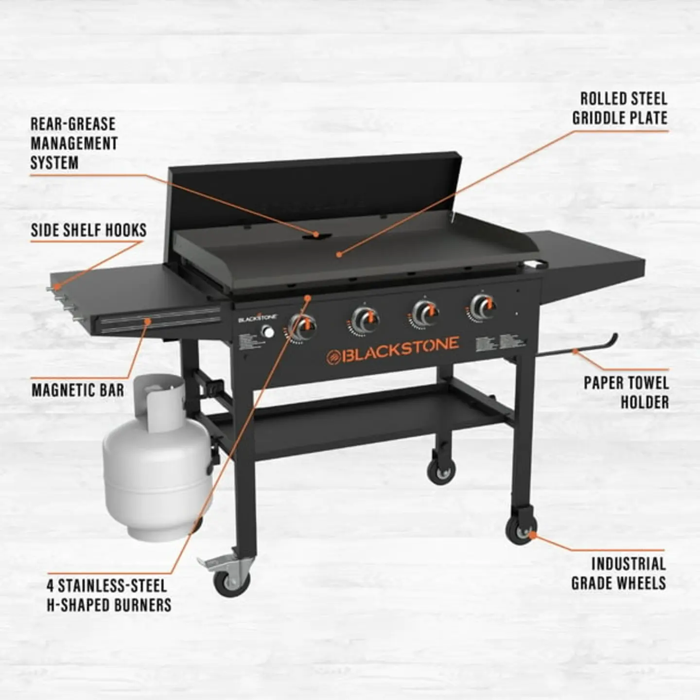 Blackstone 4-Burner 36" Propane Outdoor Griddle with Air Fryer and Hood