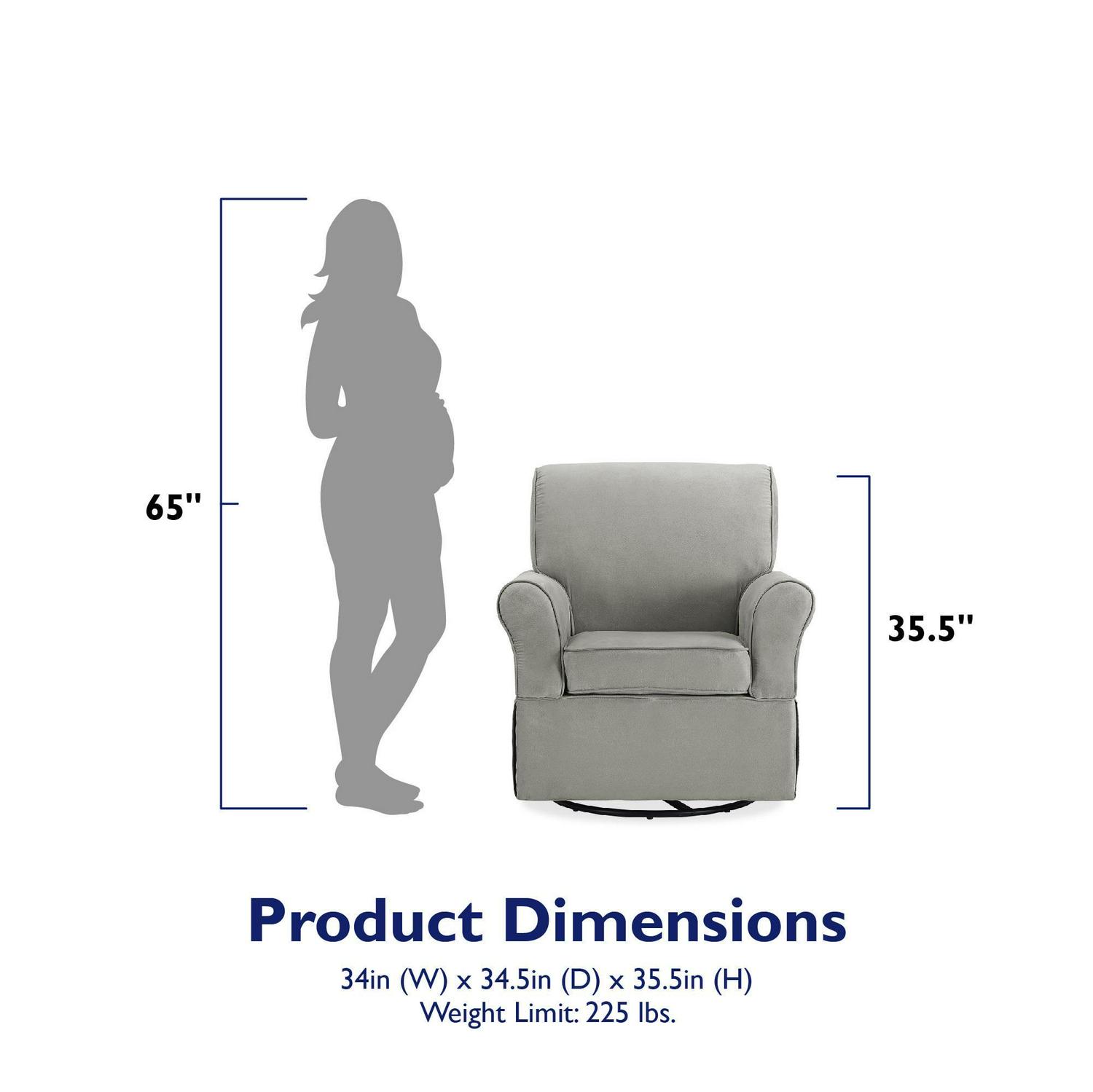 Baby Relax Kelcie Swivel Glider Chair & Ottoman Nursery Set. Gray Microfiber