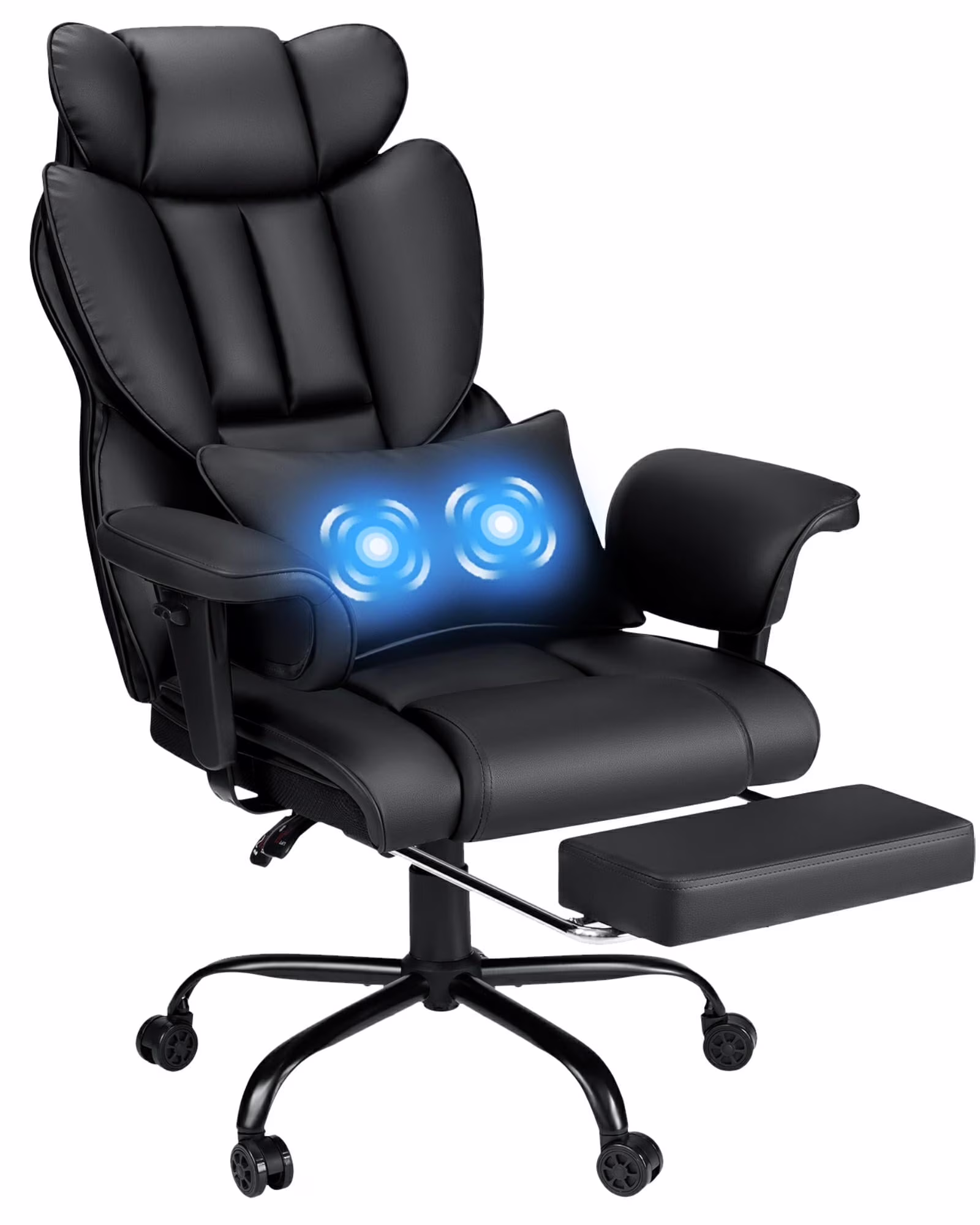 Hoffree Big and Tall Fabric Office Chair 450lbs, Executive Desk Chair with Massage Ergonomic  Computer Chair with Footrest Reclining Desk Office Chair with Lumbar Support for Home Office