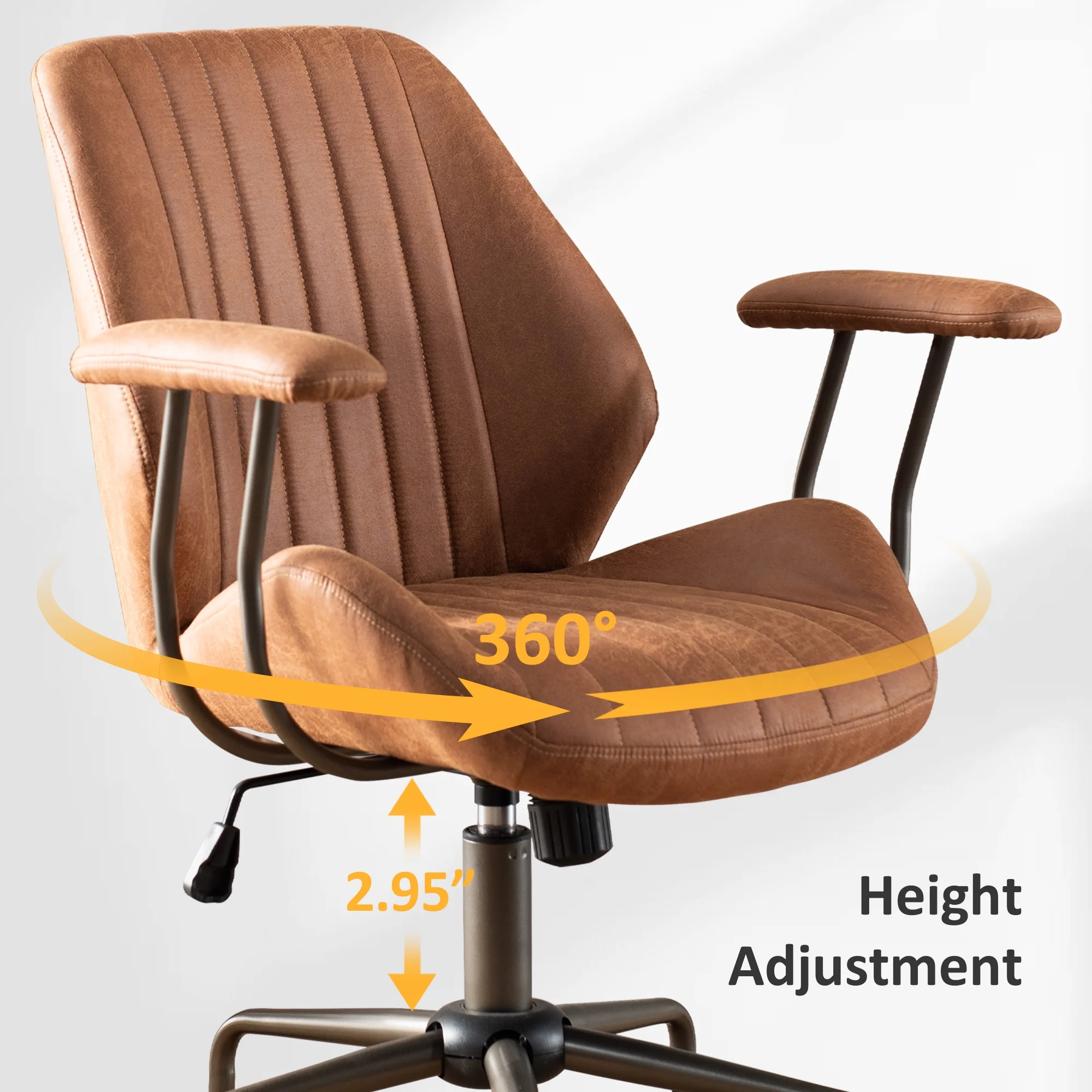 Ovios Ergonomic Office Chair Modern Computer Desk Suede Fabric Desk Chair with Lumbar Support for Home Office
