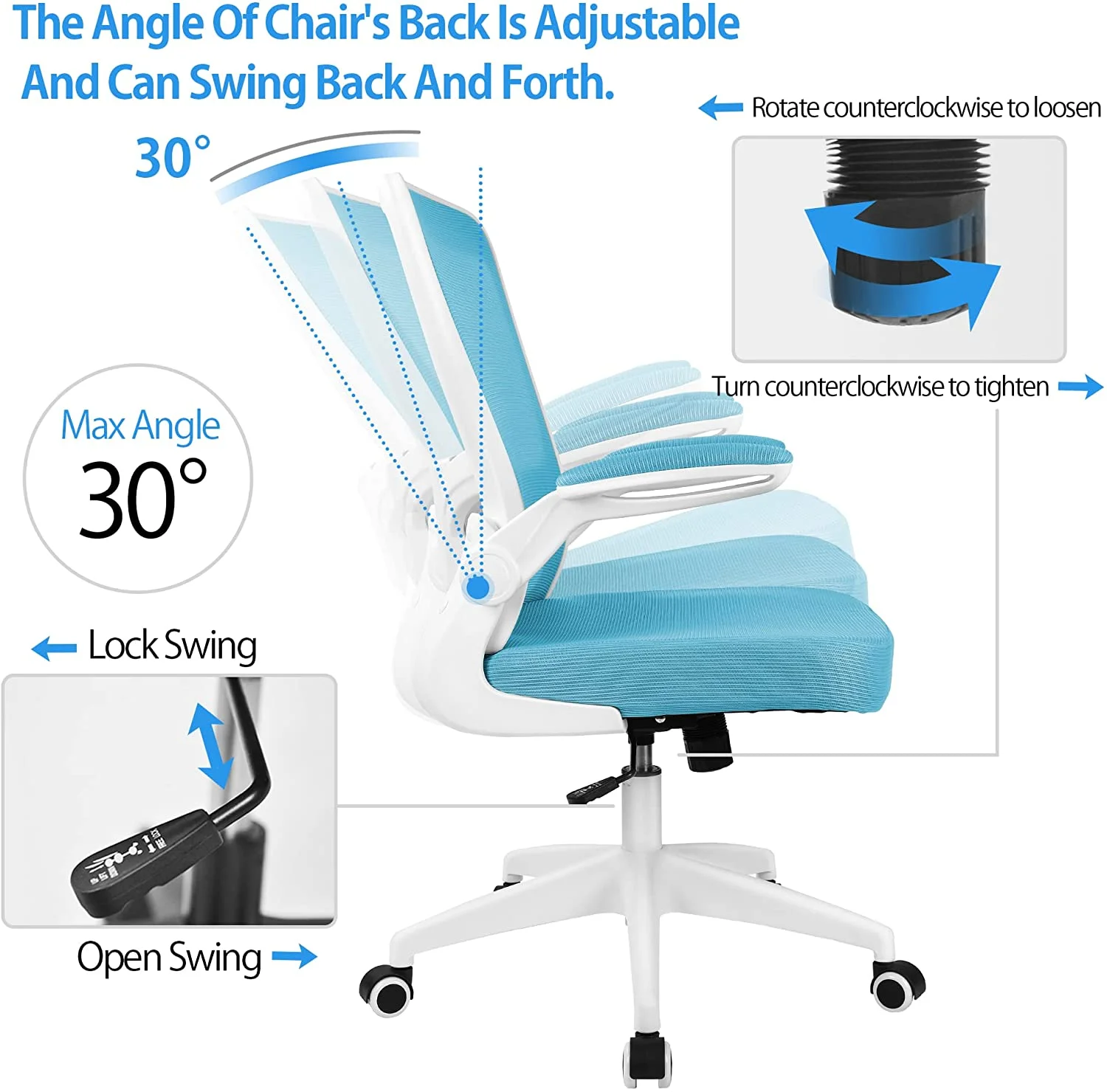 COOLHUT Ergonomic Office Chair, 400LBS Task Chair, Comfort Desk Chair with Adjustable Lumbar Support and Flip up Arms, Black