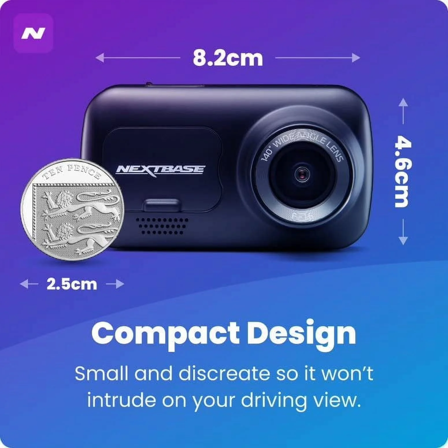 Nextbase 222X Compact Dual Dash Cam Front & Rear 2.5
