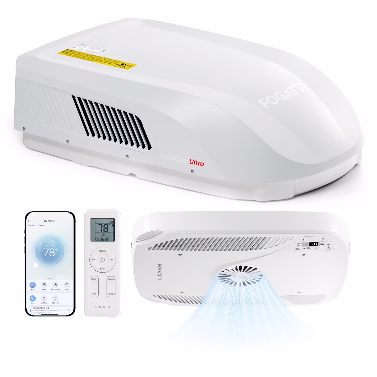 RV Air Conditioner 13500 BTU Rooftop AC Unit, Instacool with R32 Refrigerant & Wired Controller