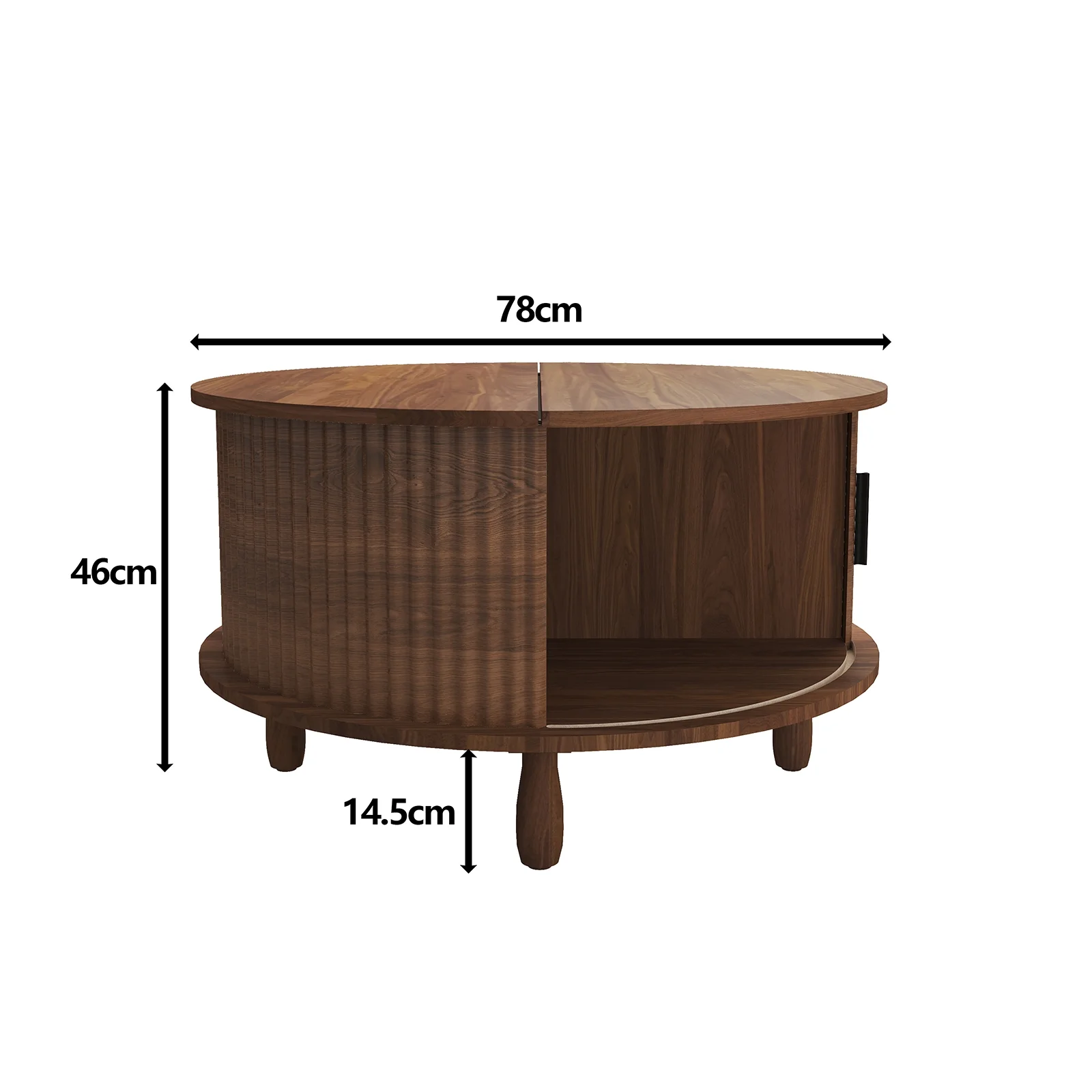 RUMLIVE Round Coffee Table with Storage, 30.7