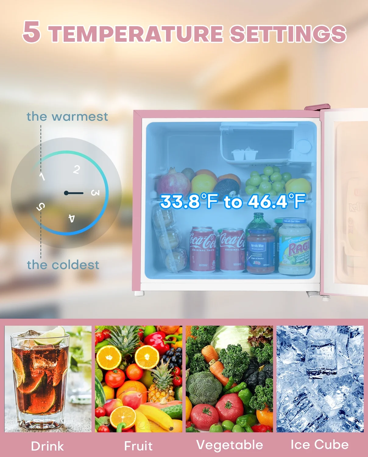 Upstreman 1.7 Cu ft Mini Fridge with Freezer Single Door Compact Refrigerator, Low Noise, Energy Saving, Adjustable Temperature, Reversible Door, for Home Office Dorm, Black FR17