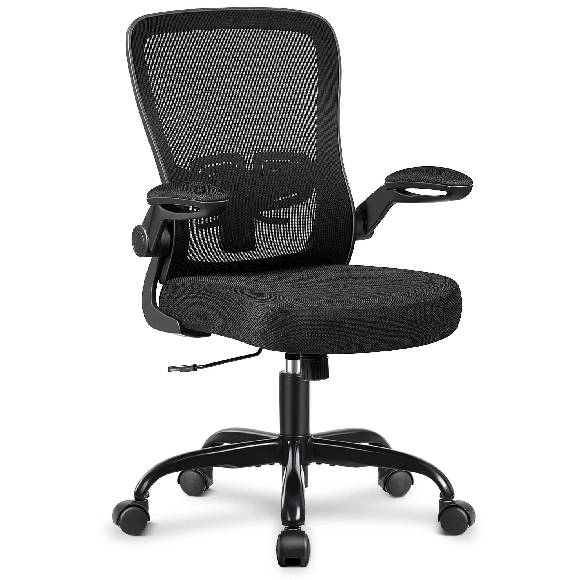 COOLHUT Ergonomic Office Chair, 400LBS Task Chair, Comfort Desk Chair with Adjustable Lumbar Support and Flip up Arms, Black