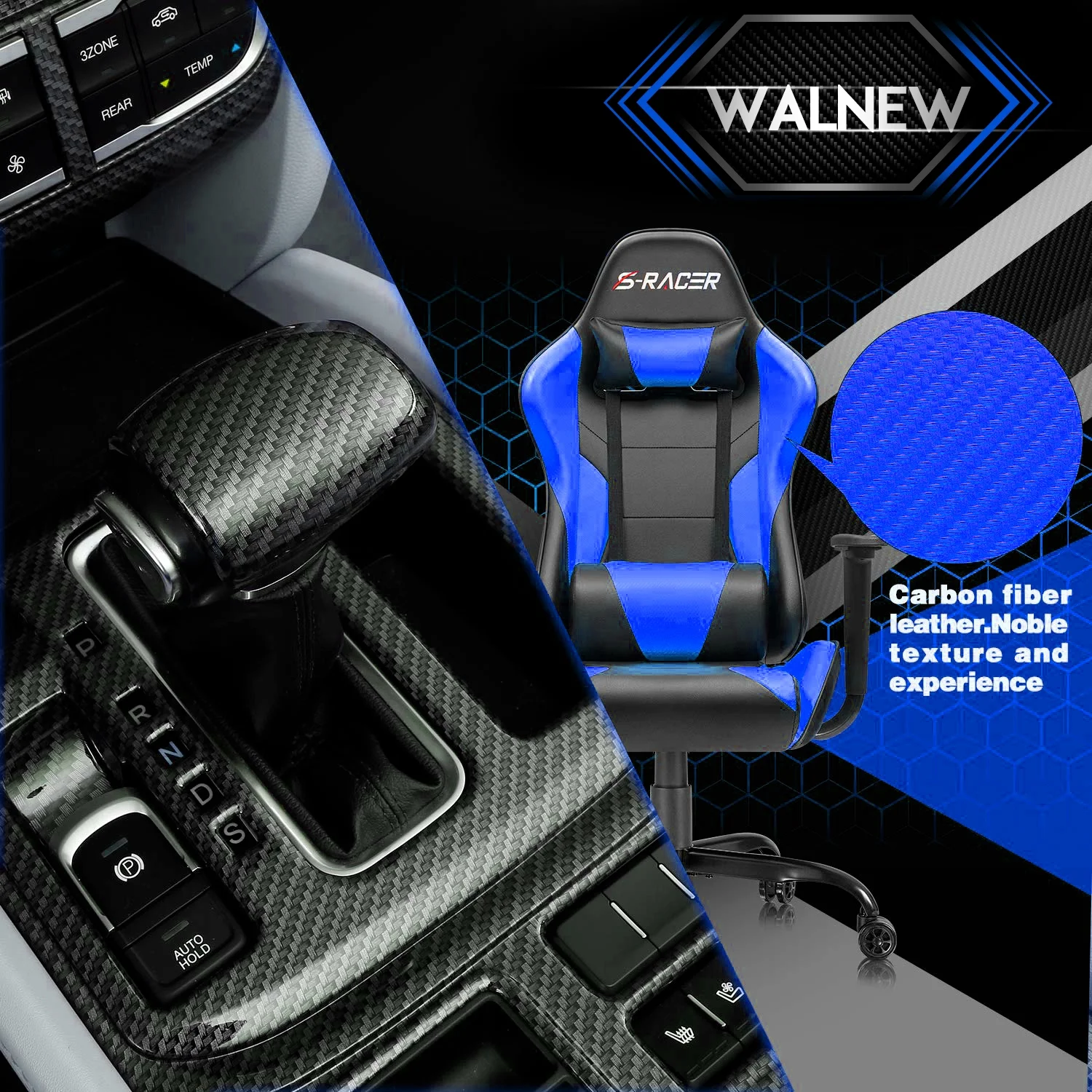 Lacoo Gaming Chair in Home Office PU Leather Reclining Gaming Chair Adjustable Adjustable Headrest and Lumbar Pillow, Red