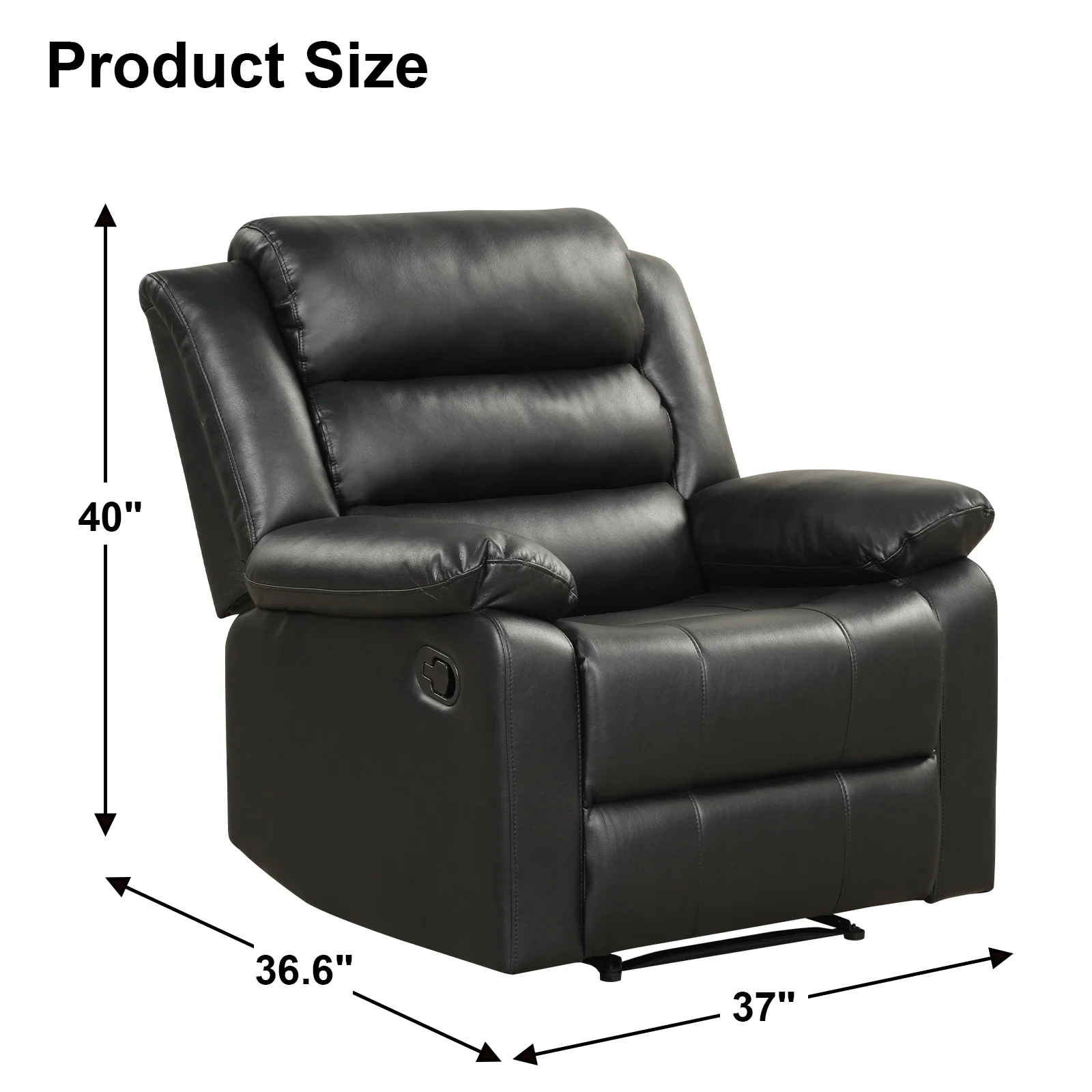 Bonzy Home Recliner Chairs for Living Room Overstuffed Breathable Fabric Reclining Chair Manual Sofa Brown