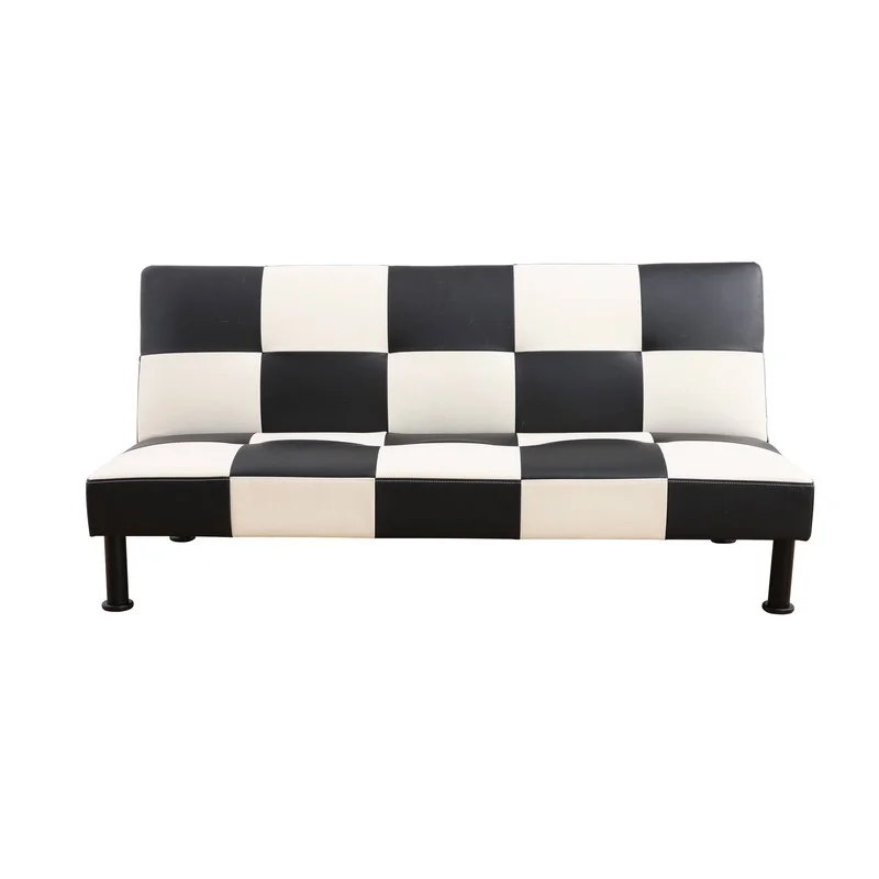 Couches for Living Room Upholstered Convertible Folding Futon Sofa Bed Modern Small Faux Leather Sleeper Sofa Love Seat for Bedroom, Apartment, Black