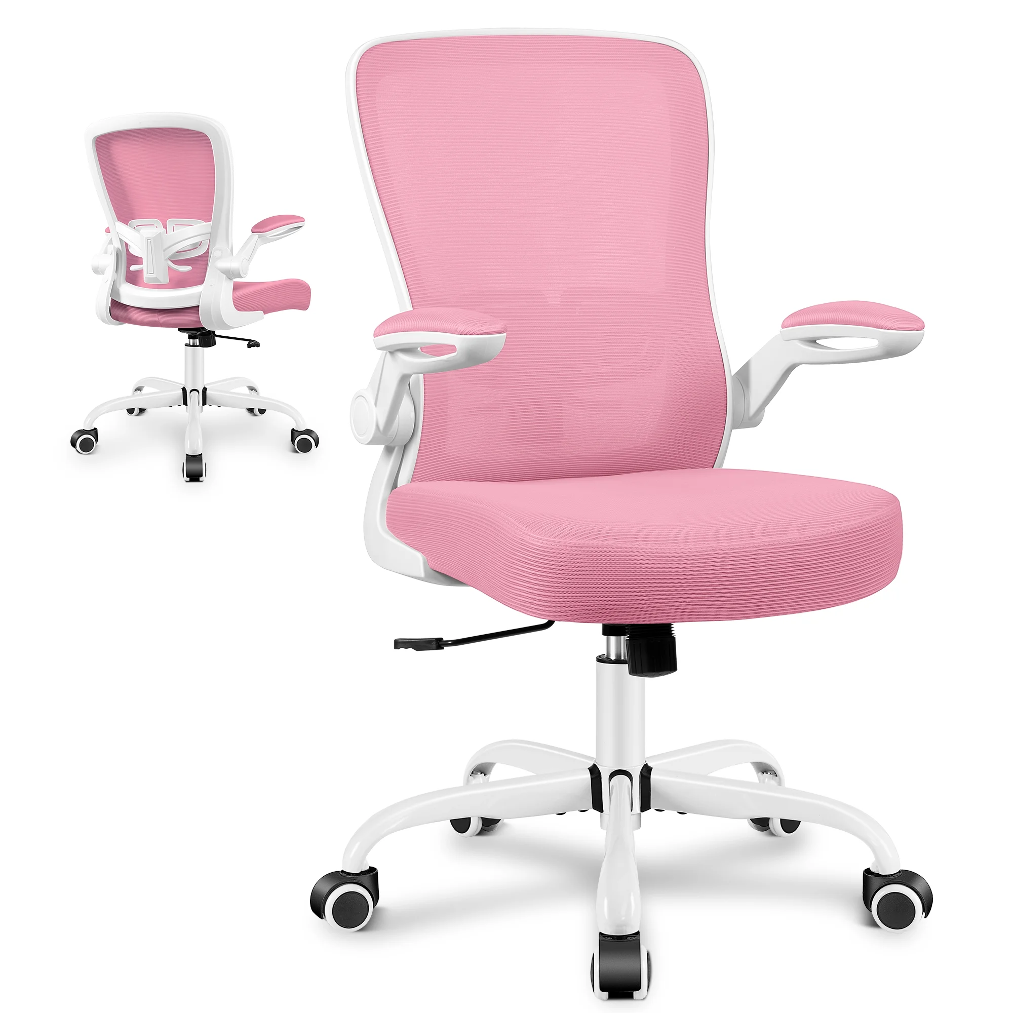 COOLHUT Ergonomic Office Chair, 400LBS Task Chair, Comfort Desk Chair with Adjustable Lumbar Support and Flip up Arms, Black