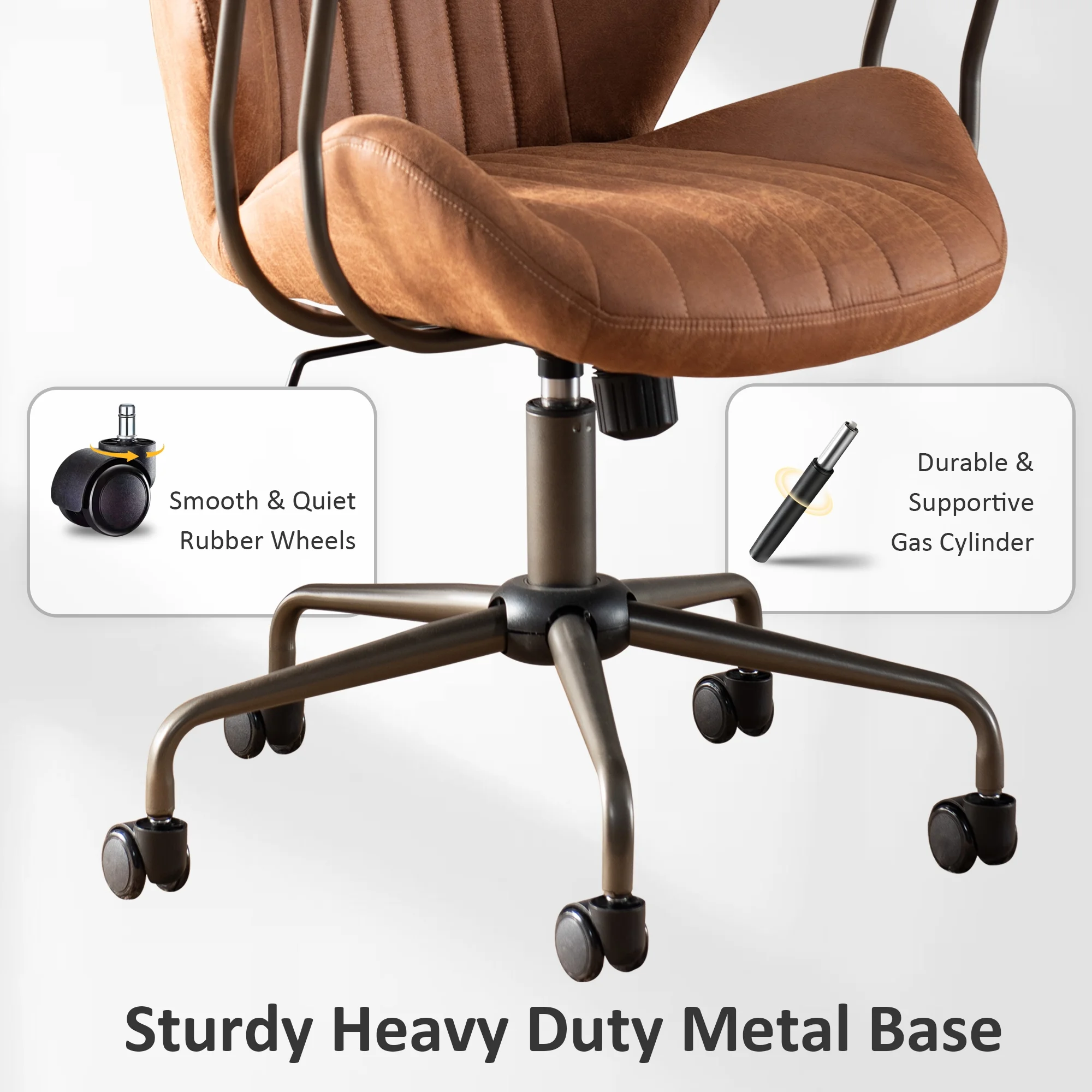 Ovios Ergonomic Office Chair Modern Computer Desk Suede Fabric Desk Chair with Lumbar Support for Home Office