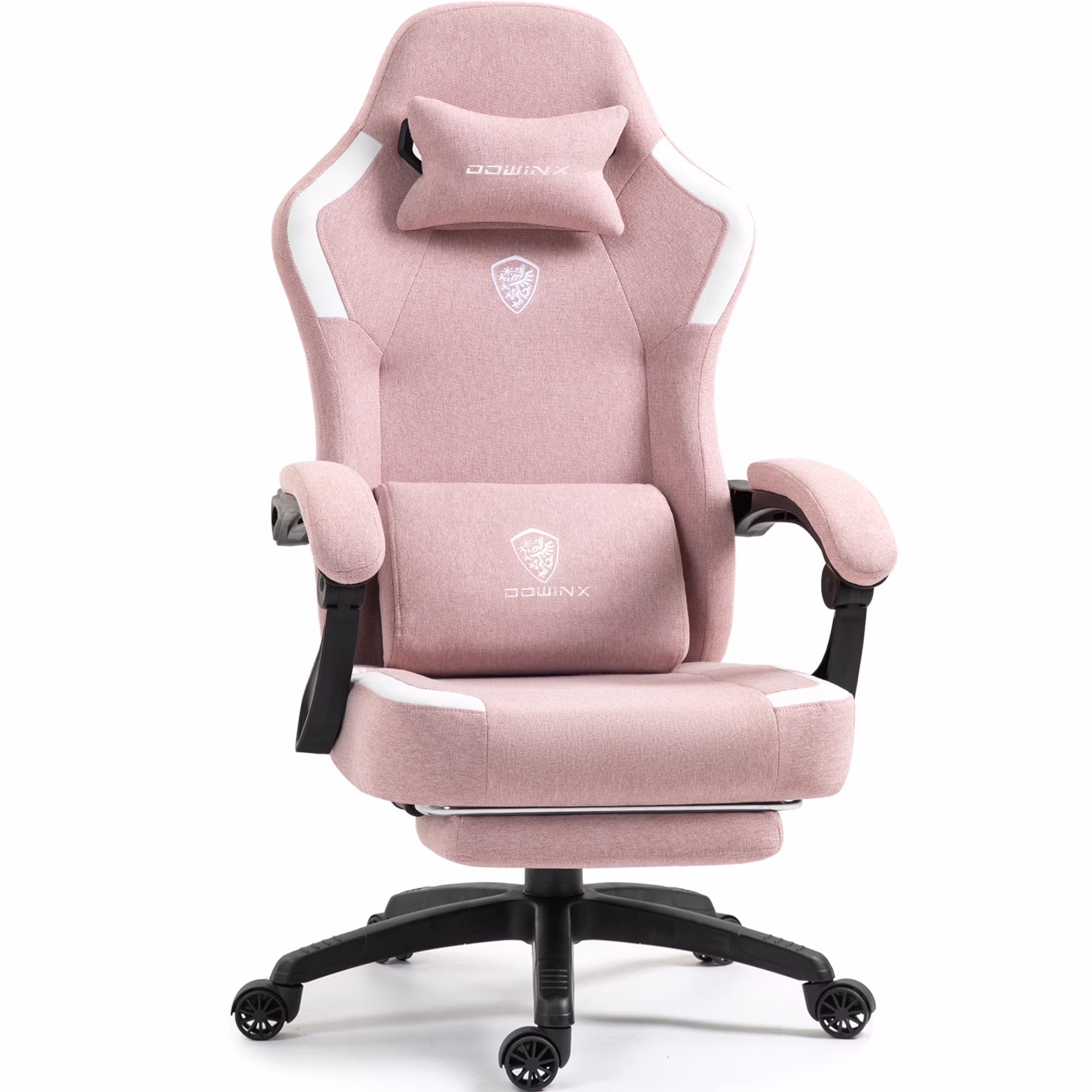 GOOSEA Fabric Gaming Chair with Pocket Spring Cushion, Breathable Computer Chair with Massage Lumbar Support and Footrest, High Back Office Chair for Adults, 300lbs, Grey