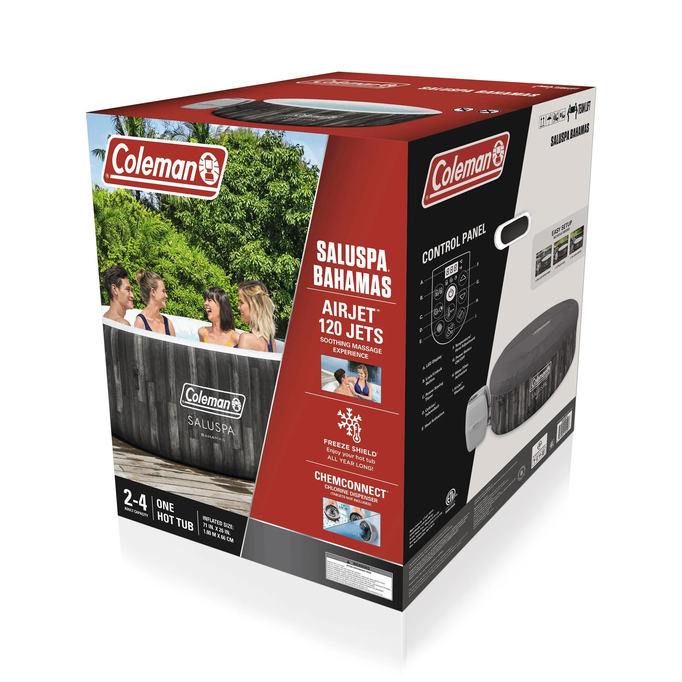 Coleman Bahamas AirJet Inflatable Outdoor Round Hot Tub 2-4 Person with Pump #P08411