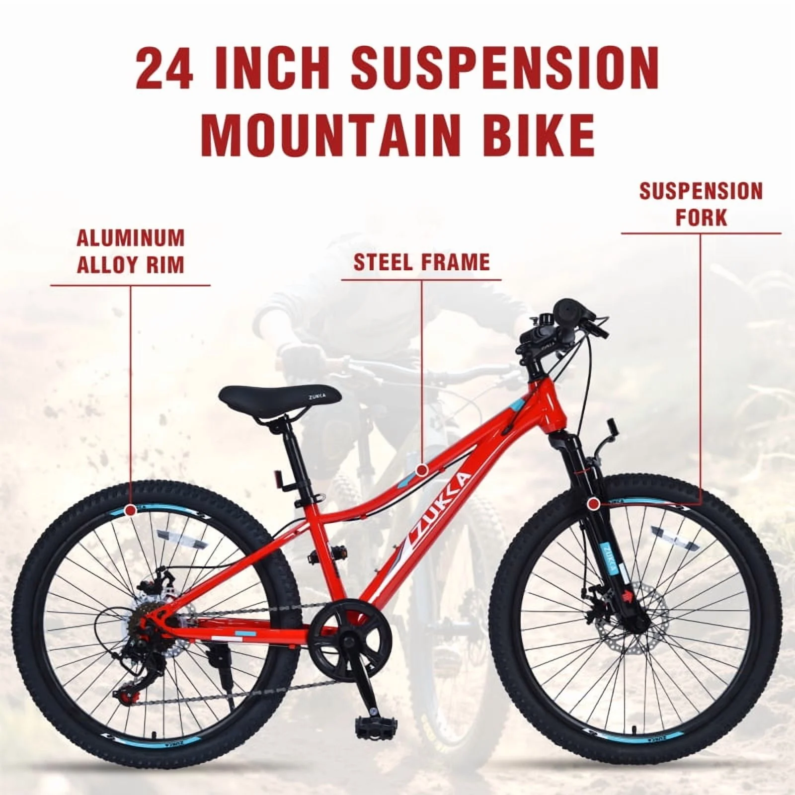 Mountain Bike - 24 inch shimano 6-Speed bike Multiple Colors