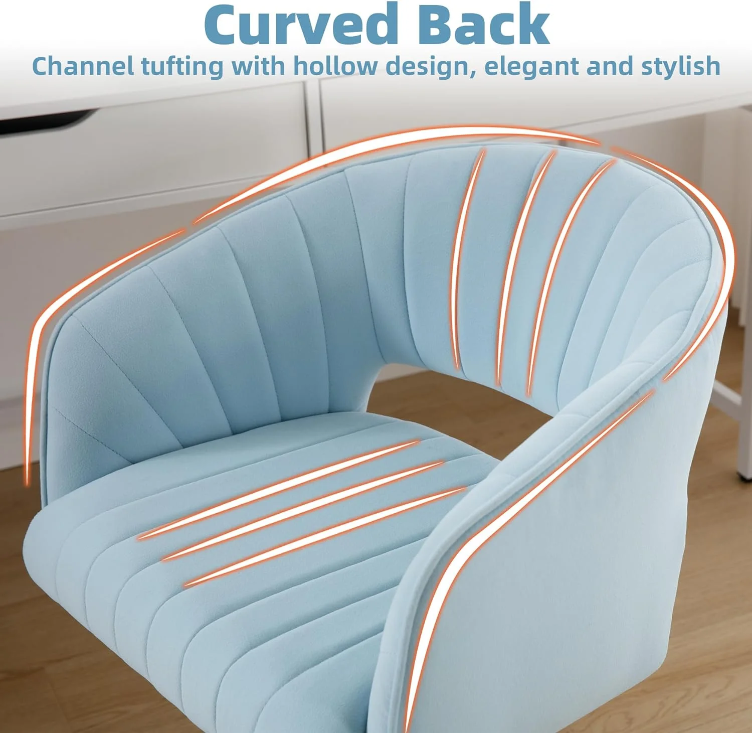 Westice Home Office Desk Chairs, Velvet Task Chair, Height Adjustable Swivel Vanity Chair with Golden Base for Vanity Study, Living Room Computer Room, Beige