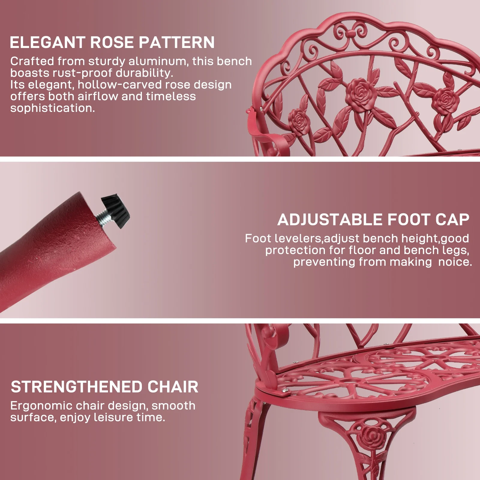 Ktaxon Outdoor Patio Park Garden Bench Courtyard Leisure Rose Cast Aluminum, Outdoor Loveset, Bronze