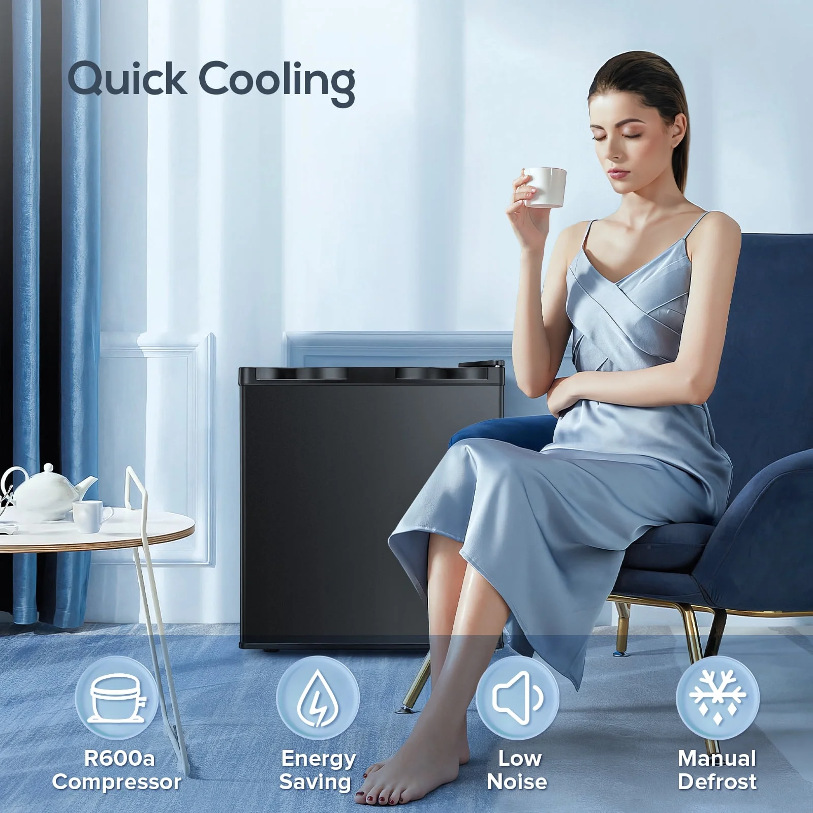 KNDKO Upright Freezer, 1.2cu.ft Mini Freezer with Adjustable Thermostat & Removable Shelves, Stand Up Freezer for Home/Office/Dorm, White