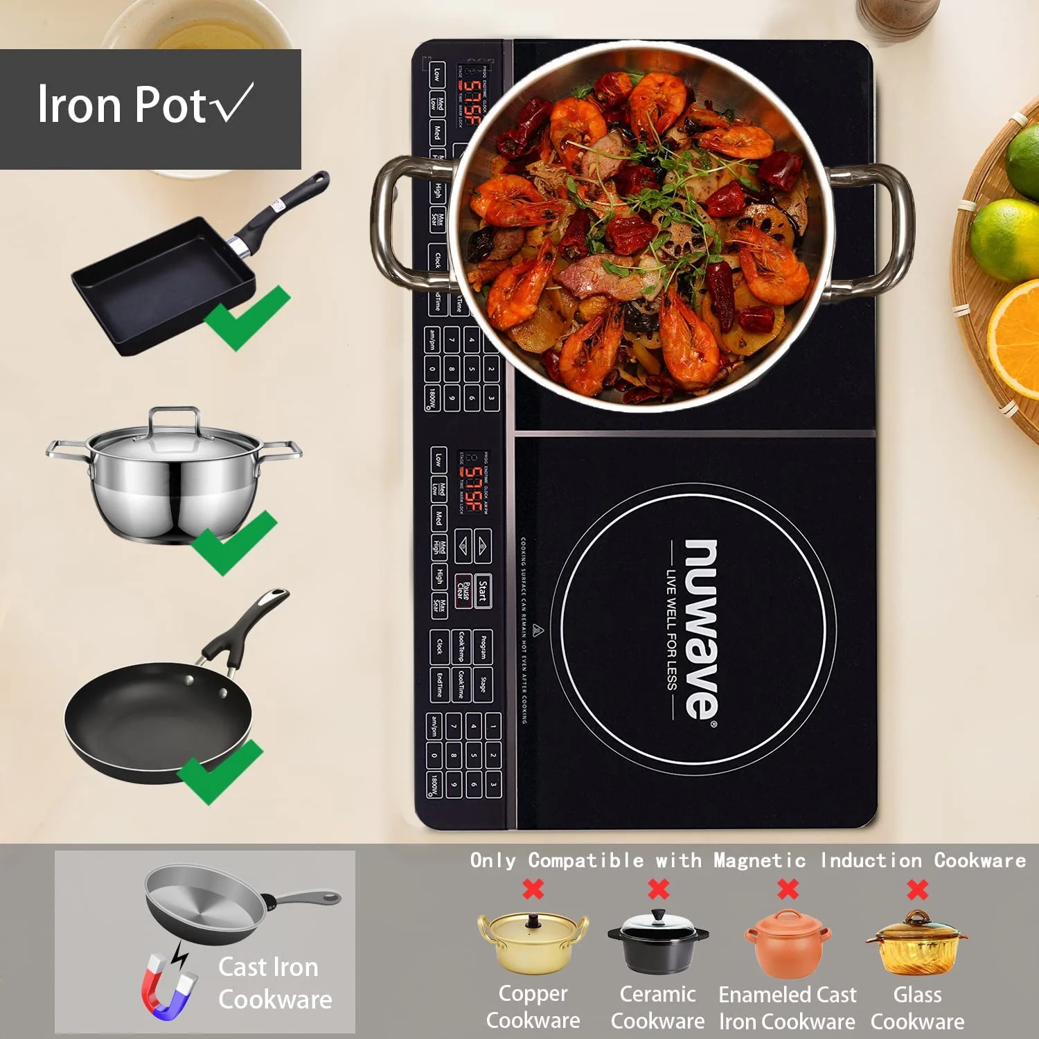 NuWave Electric Double Induction Cooktop 8�� Portable Ultrathin with Sensor Touch Precision Induction Cooktop Burner, Home