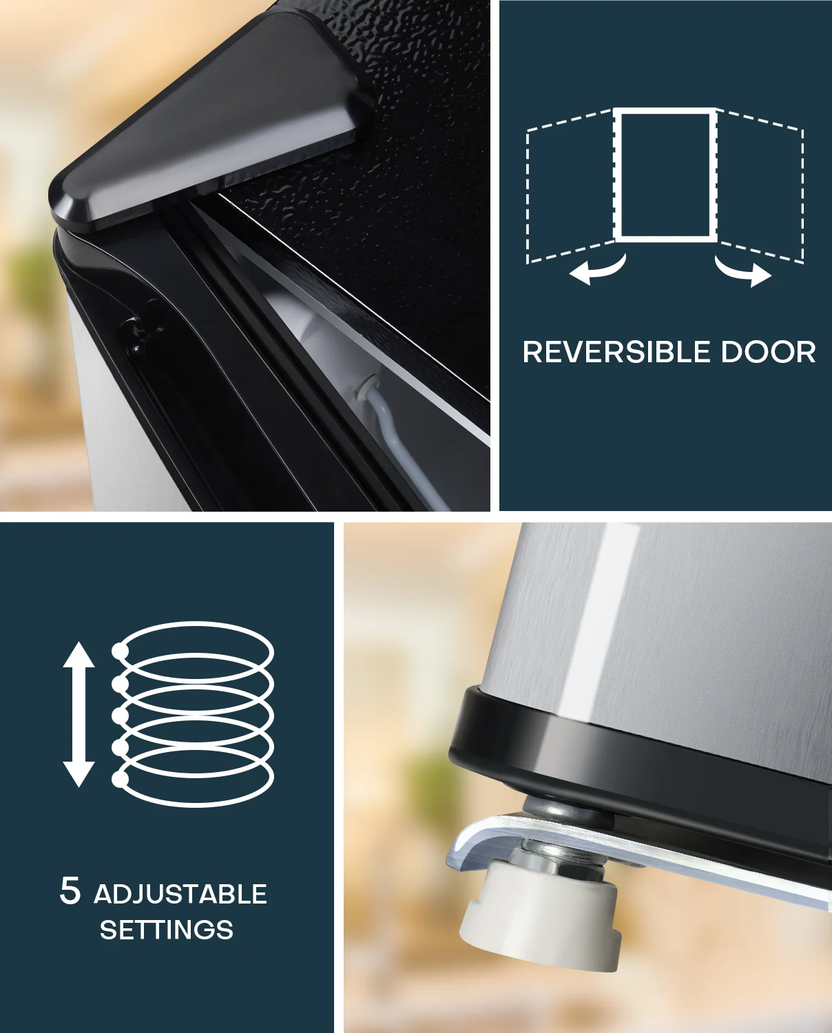 Upstreman 1.7 Cu ft Mini Fridge with Freezer Single Door Compact Refrigerator, Low Noise, Energy Saving, Adjustable Temperature, Reversible Door, for Home Office Dorm, Black FR17