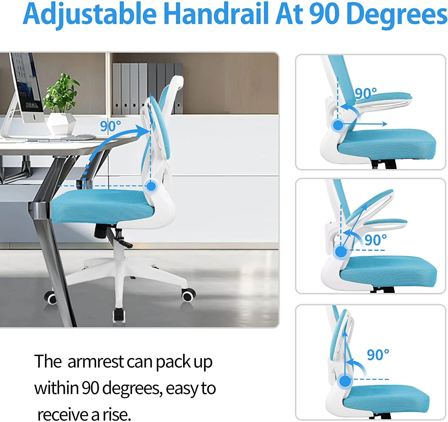 COOLHUT Ergonomic Office Chair, 400LBS Task Chair, Comfort Desk Chair with Adjustable Lumbar Support and Flip up Arms, Black