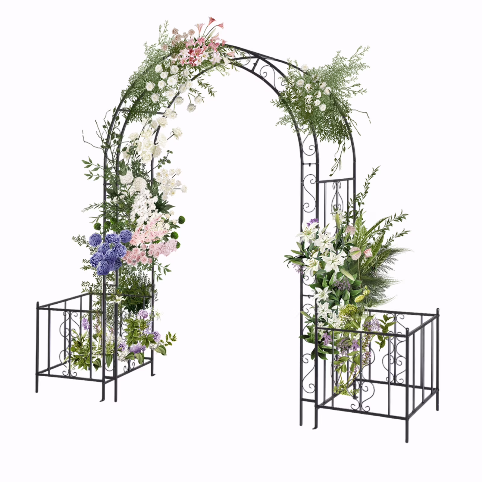 UBesGoo Outdoor 6.7FT Garden Arbor with Planter Box, Wedding Arch Archway for Ceremony Party, Trellis for Plant Climbing, Christmas Decorations Pergola for Backyard, Lawn, Patio, Yard