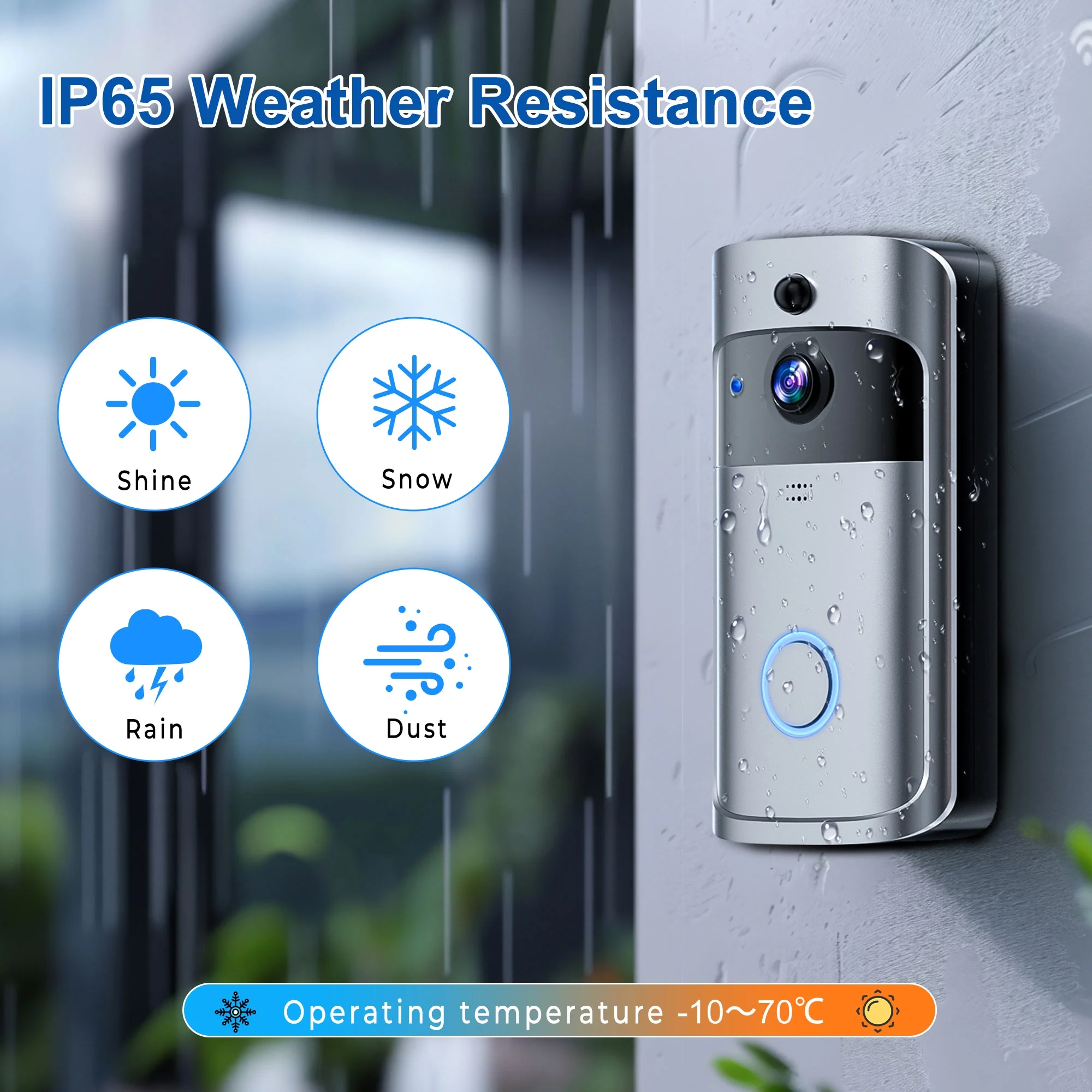 2PCS Ring & Video Doorbell with Camera Wireless WiFi Security Phone Bell 720PHD ��Video Doorbell Camera, Wireless Doorbell Camera with Chime