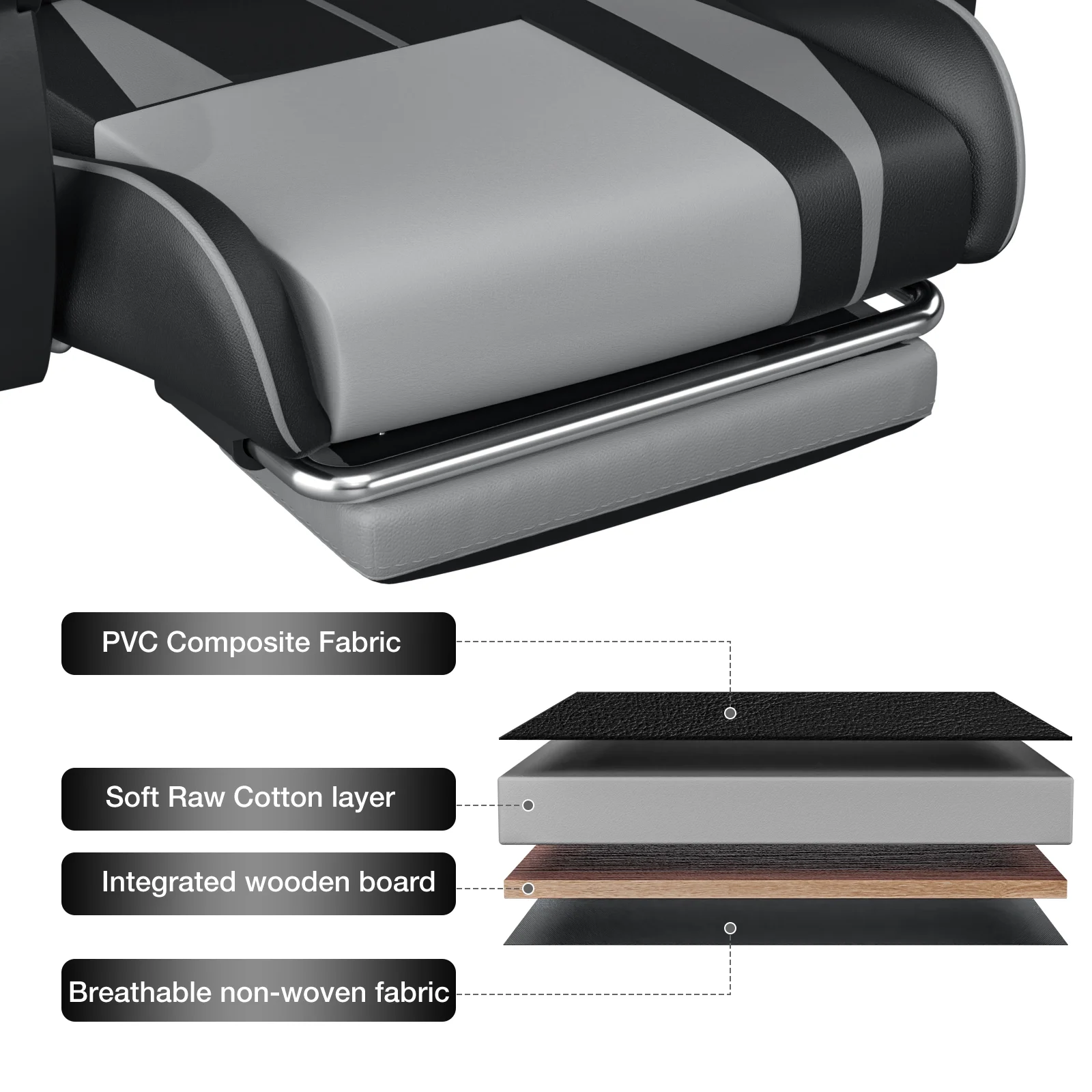 Hoffree Gaming Chair Massage Game Chair with Footrest and Massage Lumbar Support Ergonomic Computer Chair Height Adjustable with Swivel Seat and Headrest