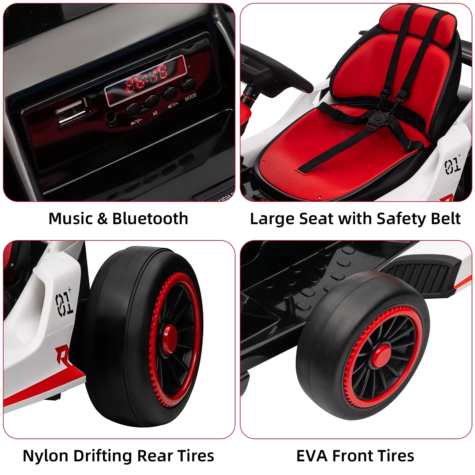 24V  Drift Kart with 2X150W Strong Motor, 7AH Big Battery, Electric Pedals, Electric Go Kart Outdoor Race Toy