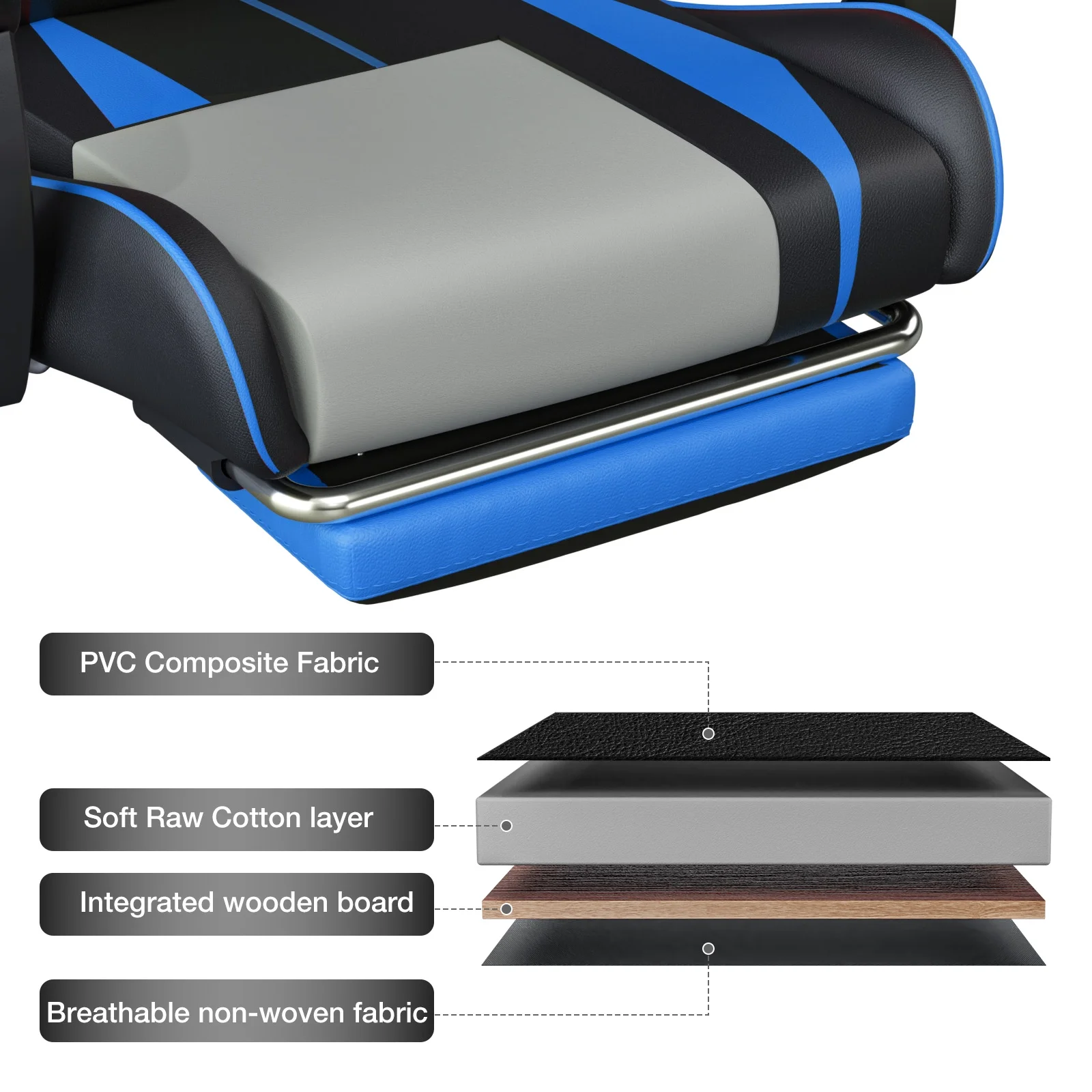 Hoffree Gaming Chair Massage Game Chair with Footrest and Massage Lumbar Support Ergonomic Computer Chair Height Adjustable with Swivel Seat and Headrest