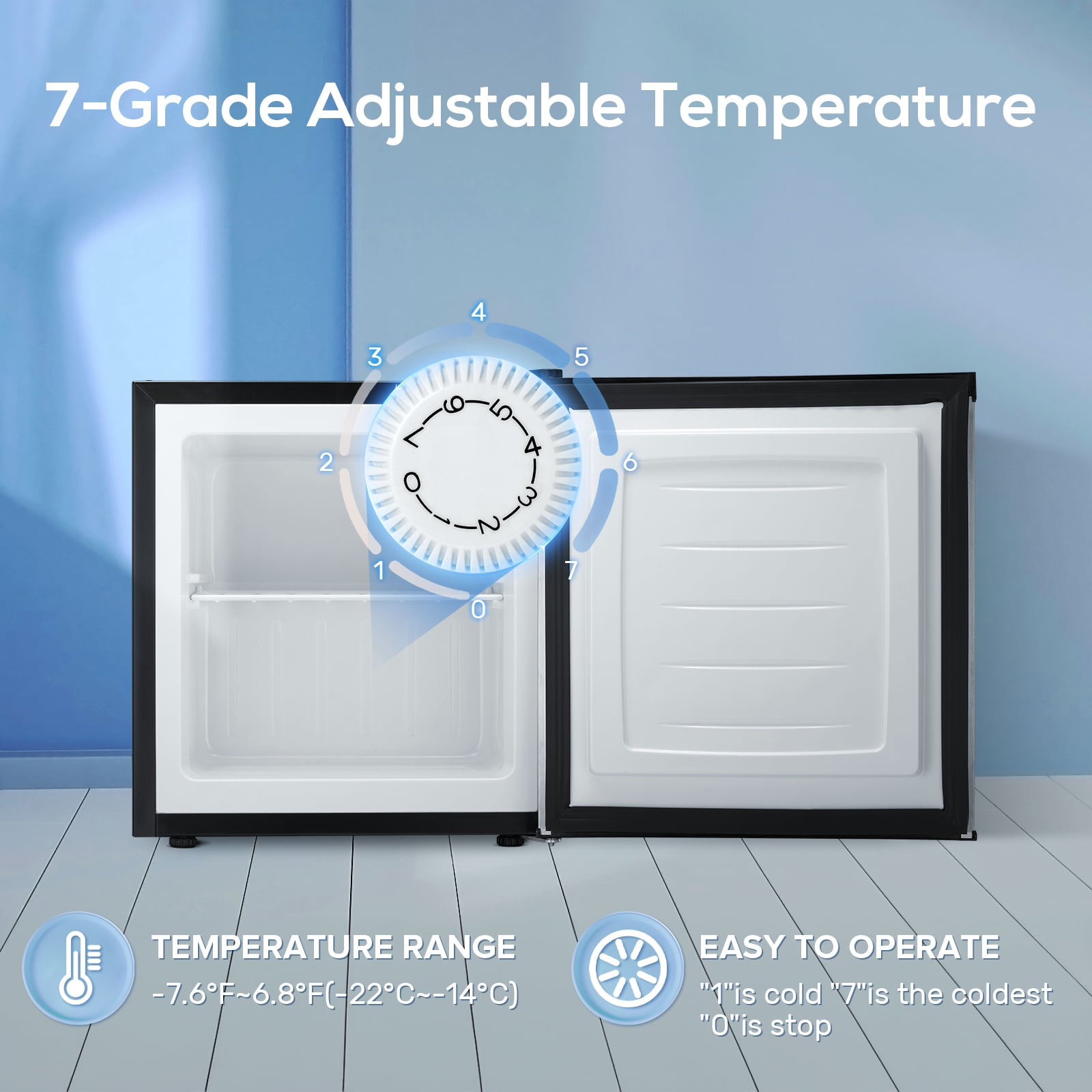 KNDKO Upright Freezer, 1.2cu.ft Mini Freezer with Adjustable Thermostat & Removable Shelves, Stand Up Freezer for Home/Office/Dorm, White