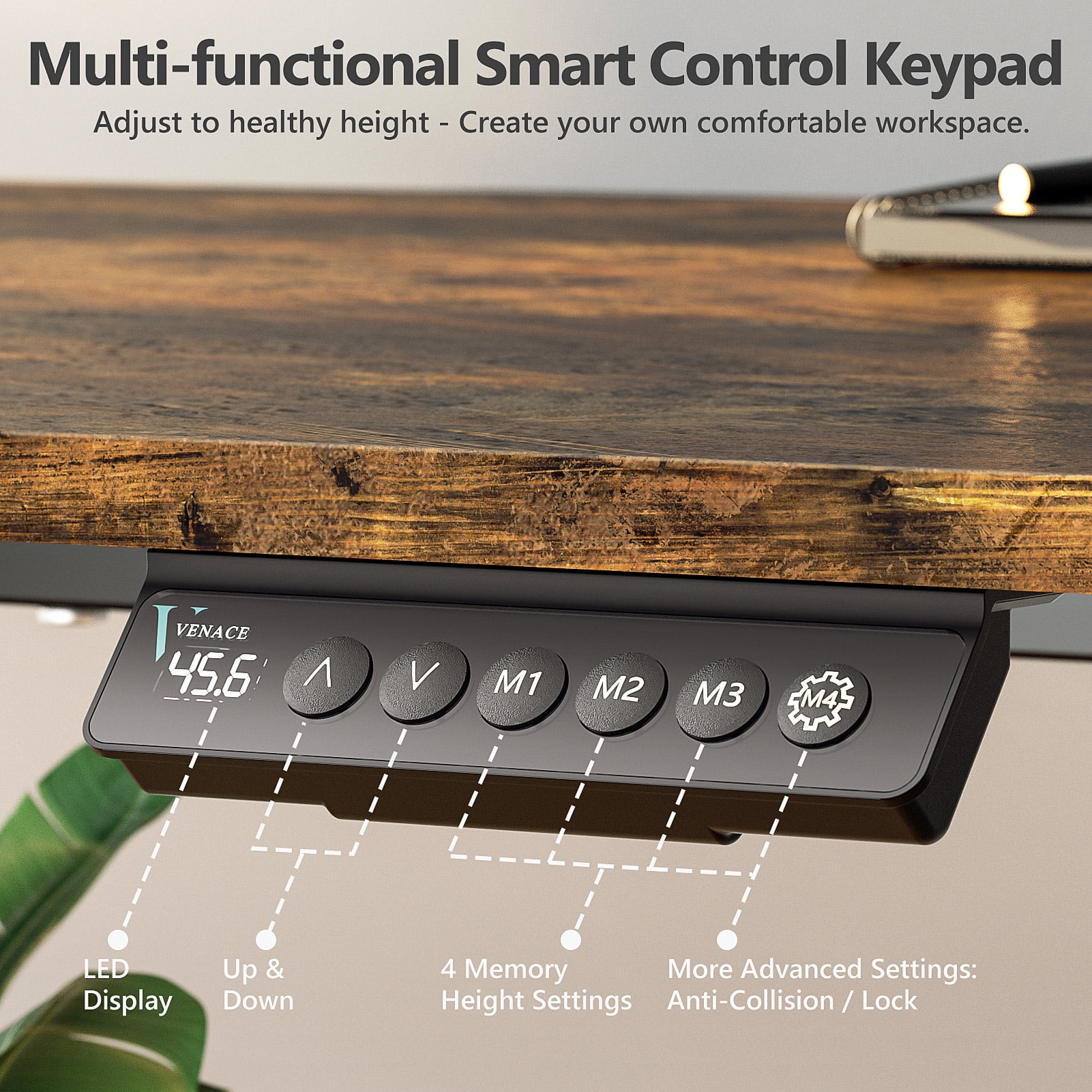 VVENACE Electric Standing Desk Height Adjustable Desk 48 inch 4 Memory Height Ergonomic Sit Stand up Desk for Home Office, White, 2 Split Boards
