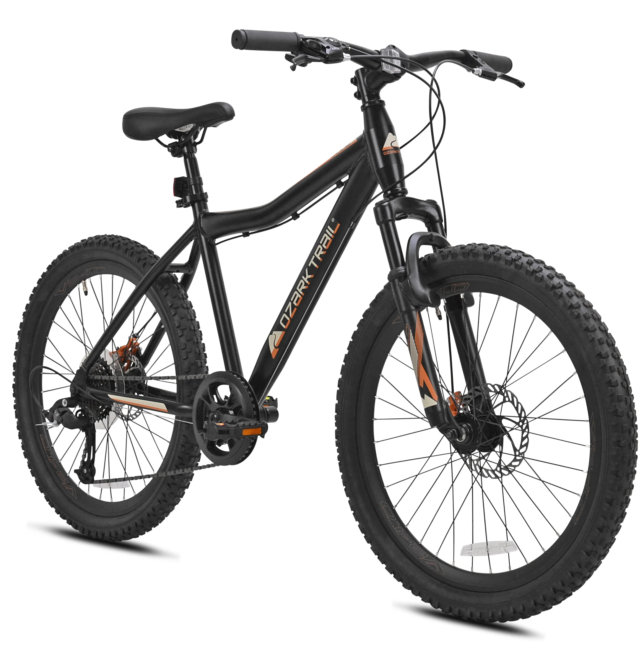 Trail 24 in. Youth Glide Aluminum Mountain Bicycle, 8 Speeds, Front Suspension, Black