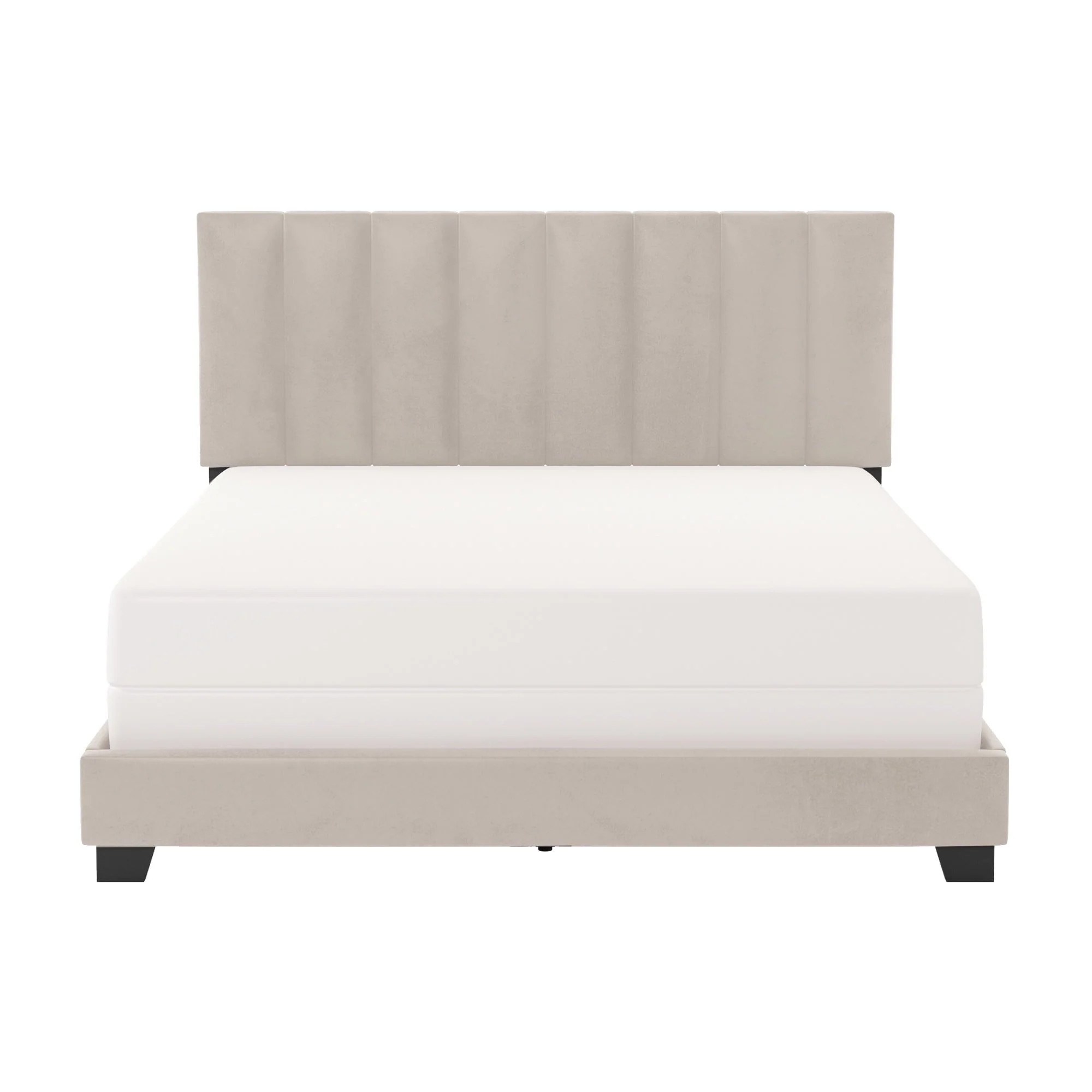 Reece Channel Stitched Upholstered Queen Bed, Ivory, by Hillsdale Living Essentials