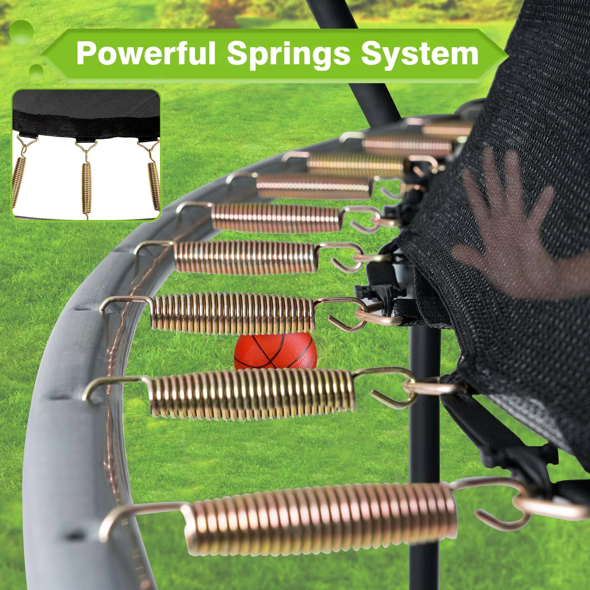 GVDV 16FT Outdoor Trampoline for Kids & Adults, Recreational Trampoline w/Ladder & Safety Net