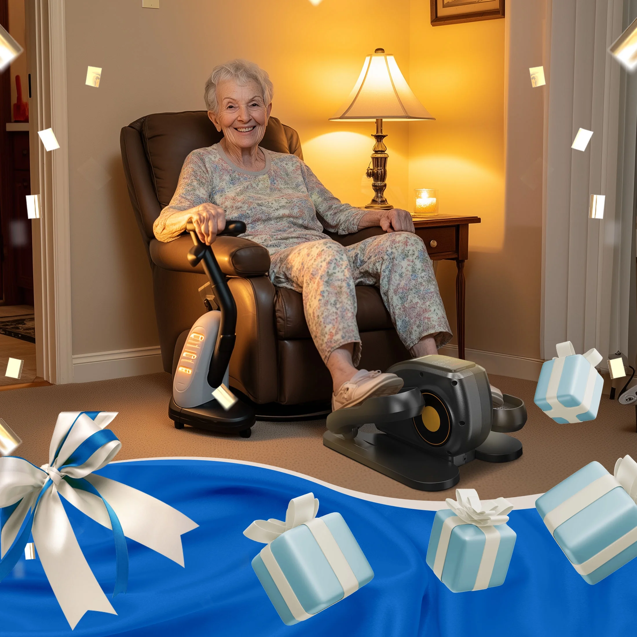 edx Under-Desk Elliptical Machine �?Compact, Quiet & Portable Pedal Exerciser with Adjustable Speed, LED Display, Ideal Mini Elliptical for Home or Office Workout