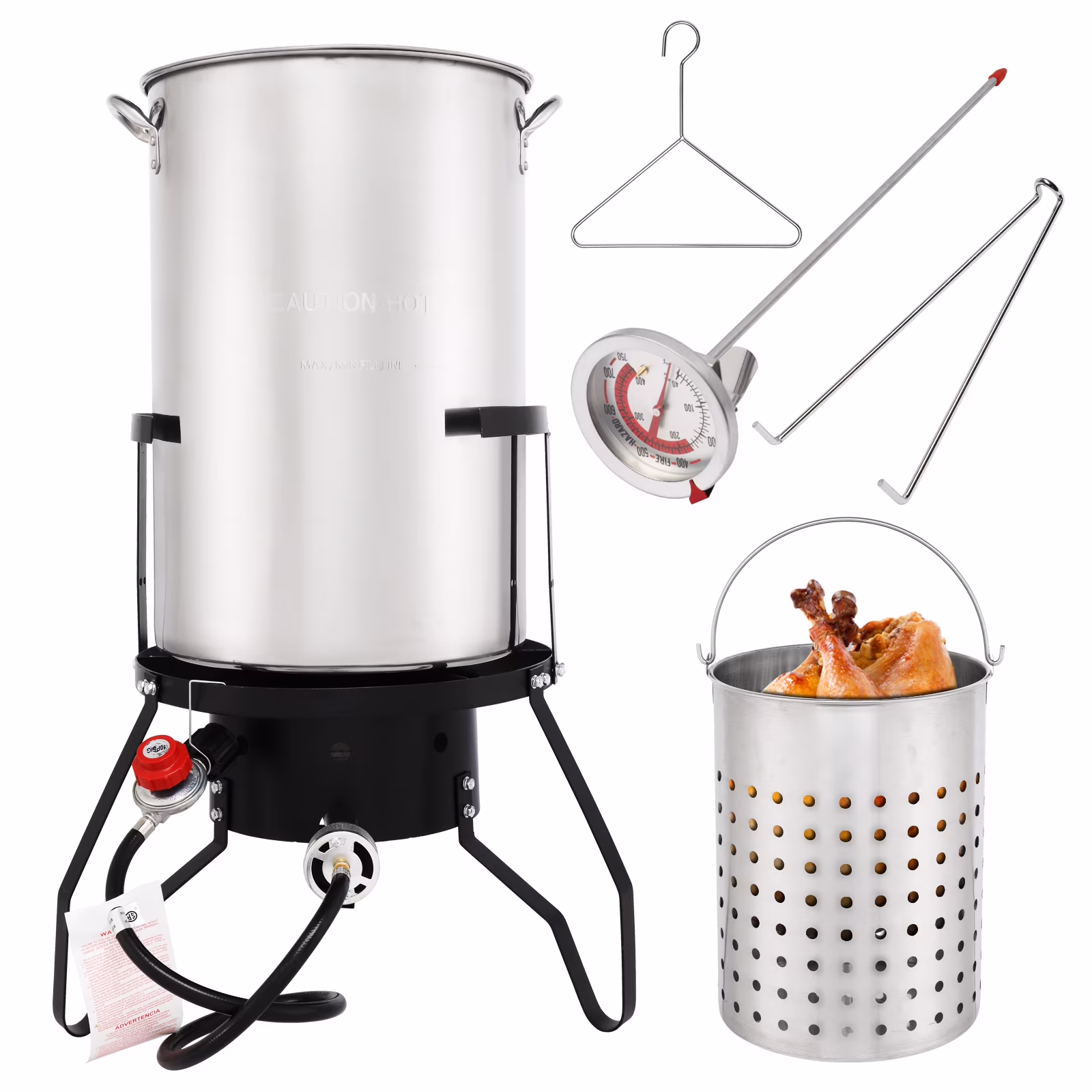 Ktaxon Propane Outdoor Fryer Stainless Steel Frying/Boiling Turkey Fryer Pot 50QT