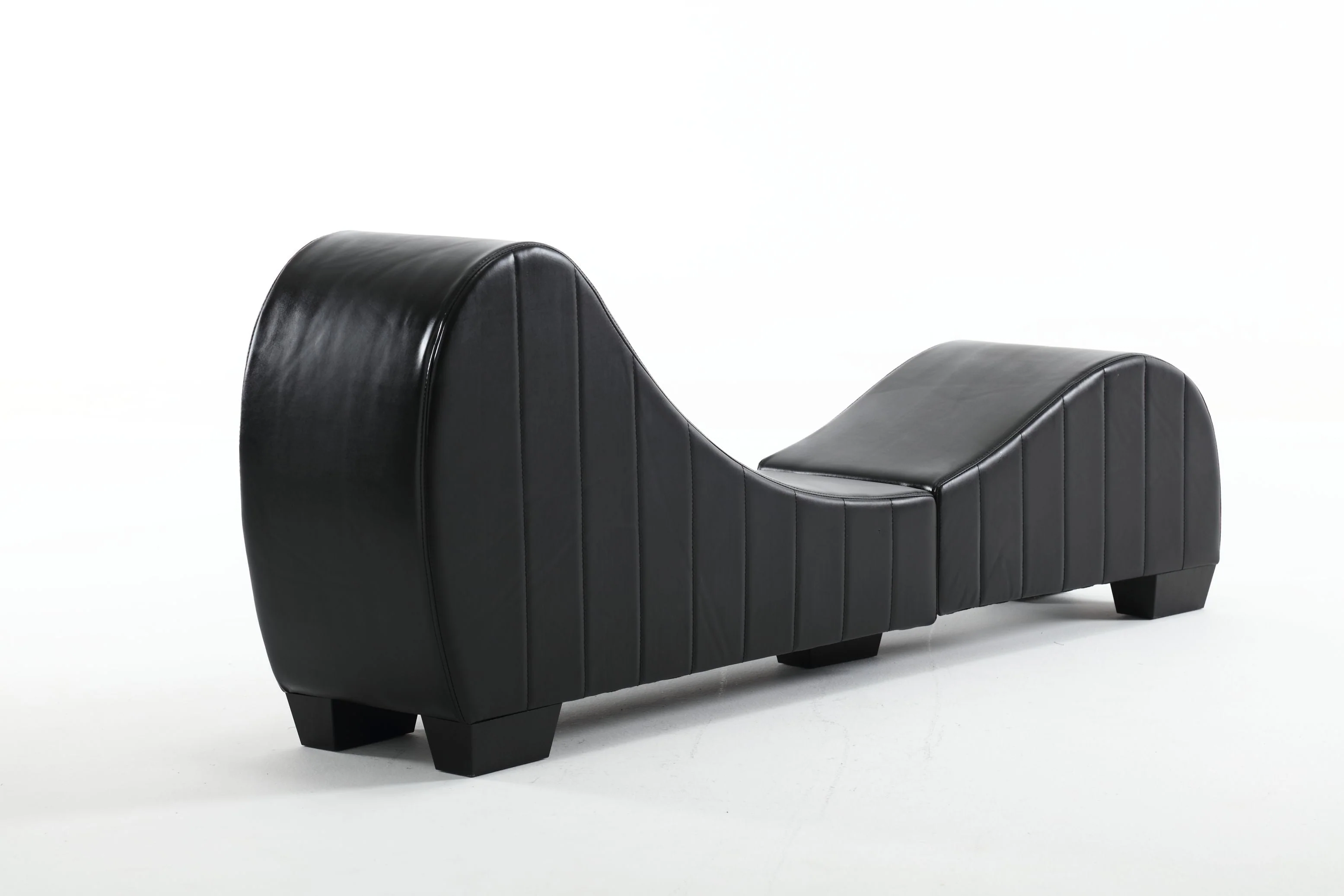 PWOPWOE Yoga Chaise Lounge for Stretching & Relaxation Modern Faux Leather Curved Sofa, Modern Faux Leather Curved Sofa, Living Room Bedroom Accent