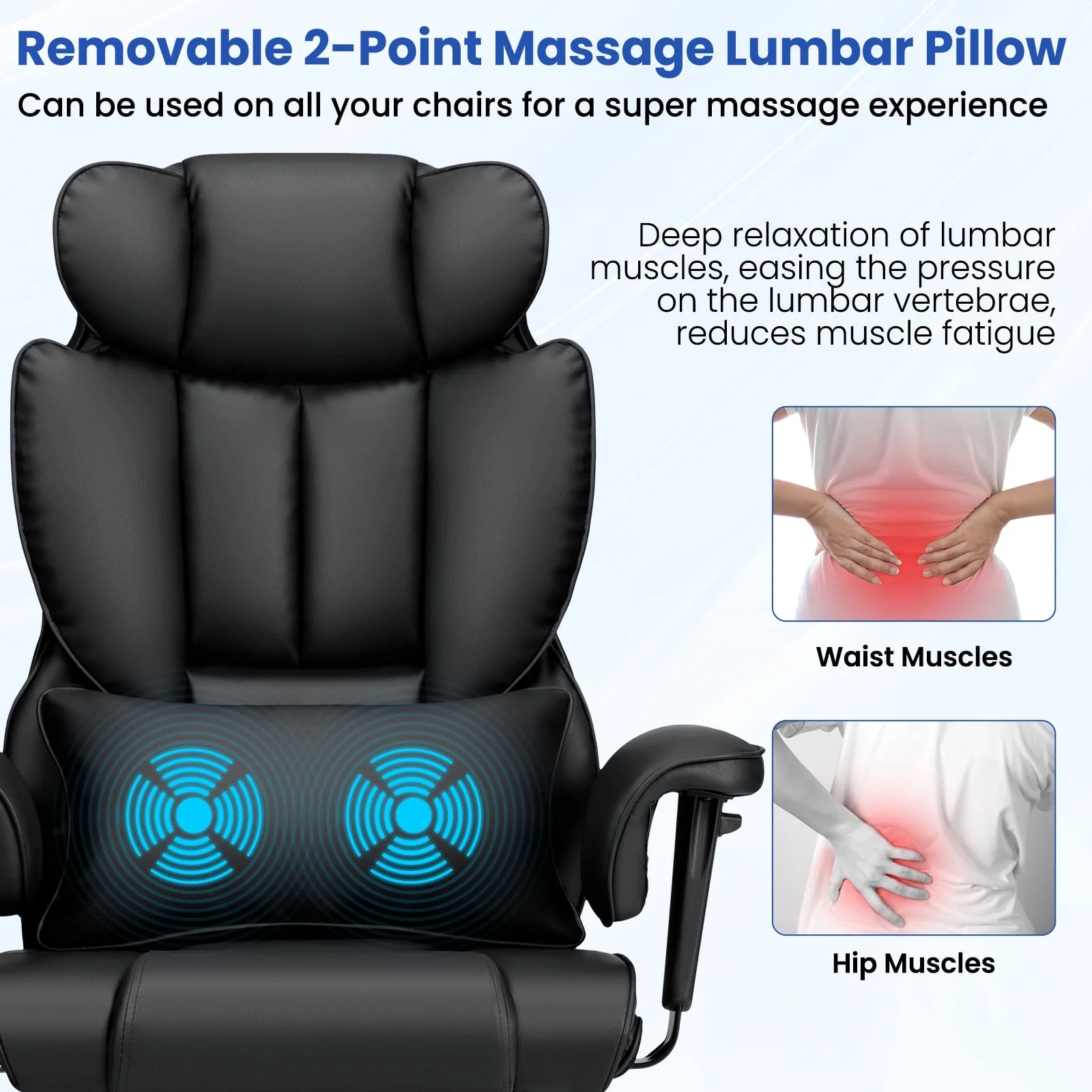 Hoffree Big and Tall Fabric Office Chair 450lbs, Executive Desk Chair with Massage Ergonomic  Computer Chair with Footrest Reclining Desk Office Chair with Lumbar Support for Home Office