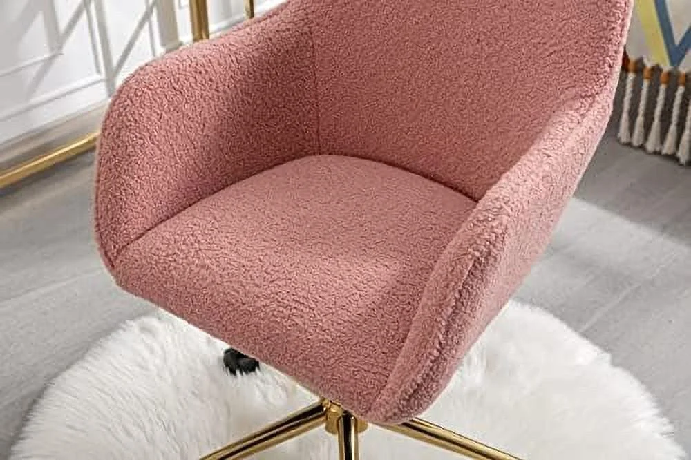 Modern Faux Fur Home Office Chair Height Adjustable, White Desk Chair Vanity Chair for Makeup Room, Rolling Desk Chairs with Wheels, Swivel Furry Cute Desk Chair for Teen Girls Women