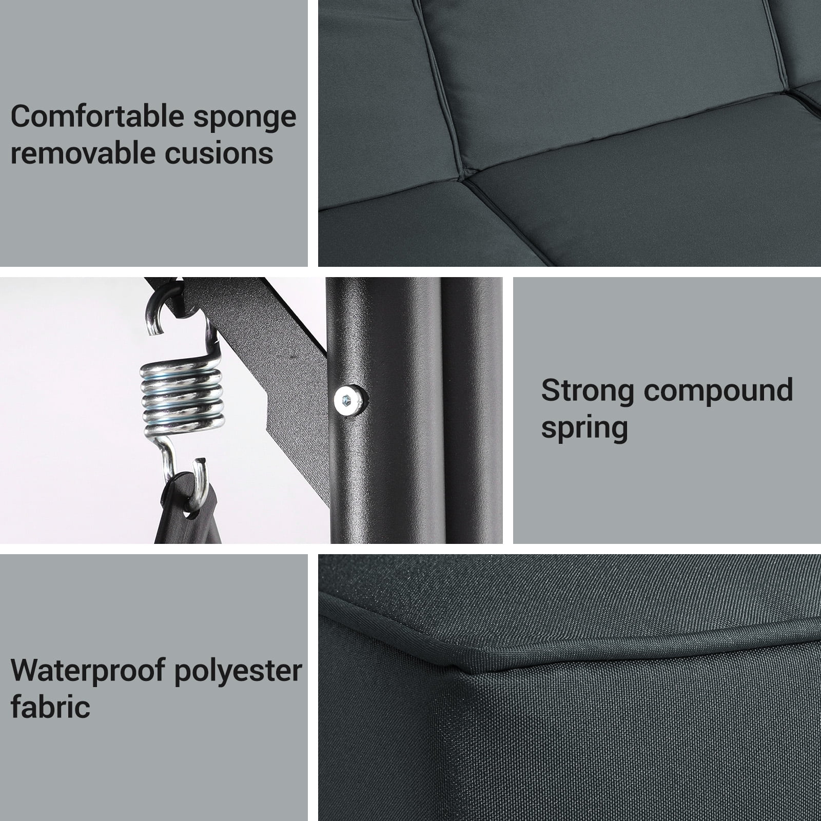 Pirecart 3 Person Patio Porch Swing Outdoor Converting Swing Glider Hammock with Adjustable Canopy, Cushions, Red